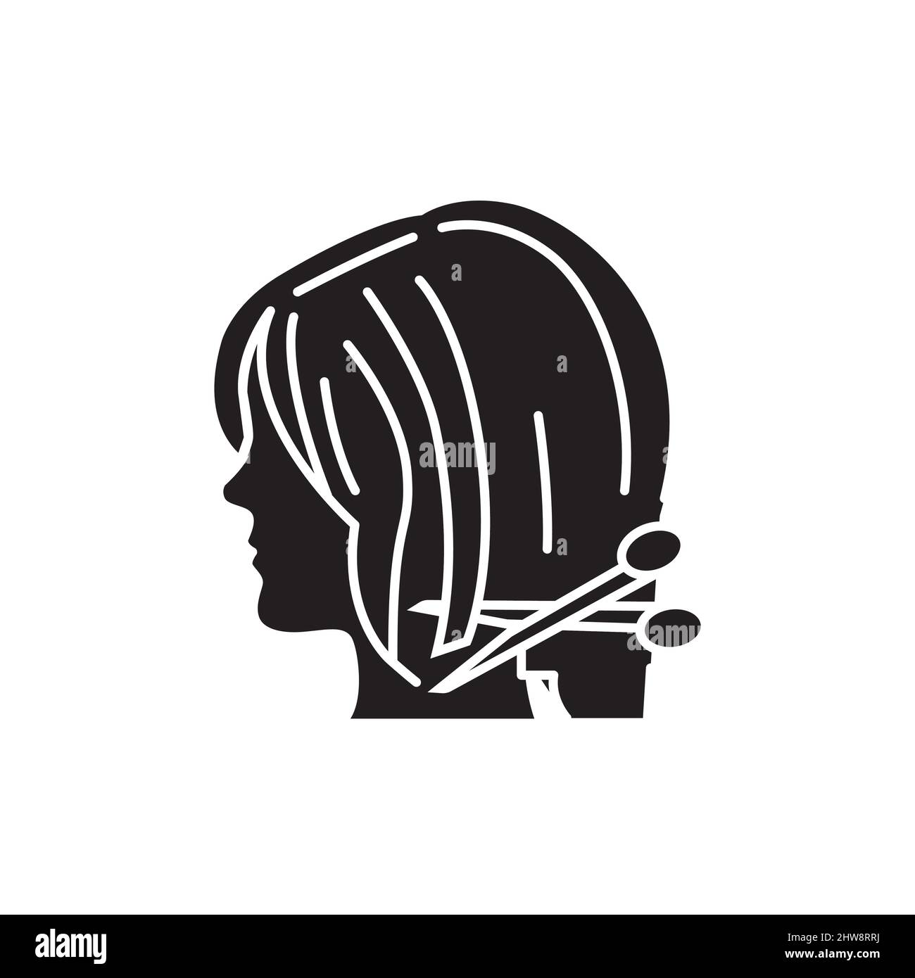 Donna bob haircut colore linea icona. Industria di bellezza. Servizio parrucchiere. Pittogramma per pagina web, app mobile, promo. Illustrazione Vettoriale