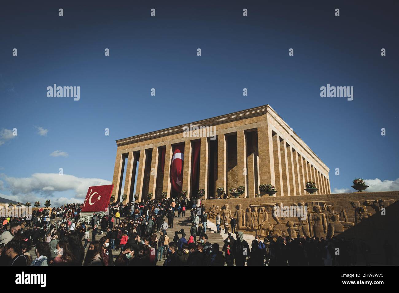 Ankara, Turchia - 10 novembre 2021: Anitkabir e cerimonia della Giornata della memoria di Ataturk il 10 novembre. Scatto editoriale ad Ankara. Foto Stock