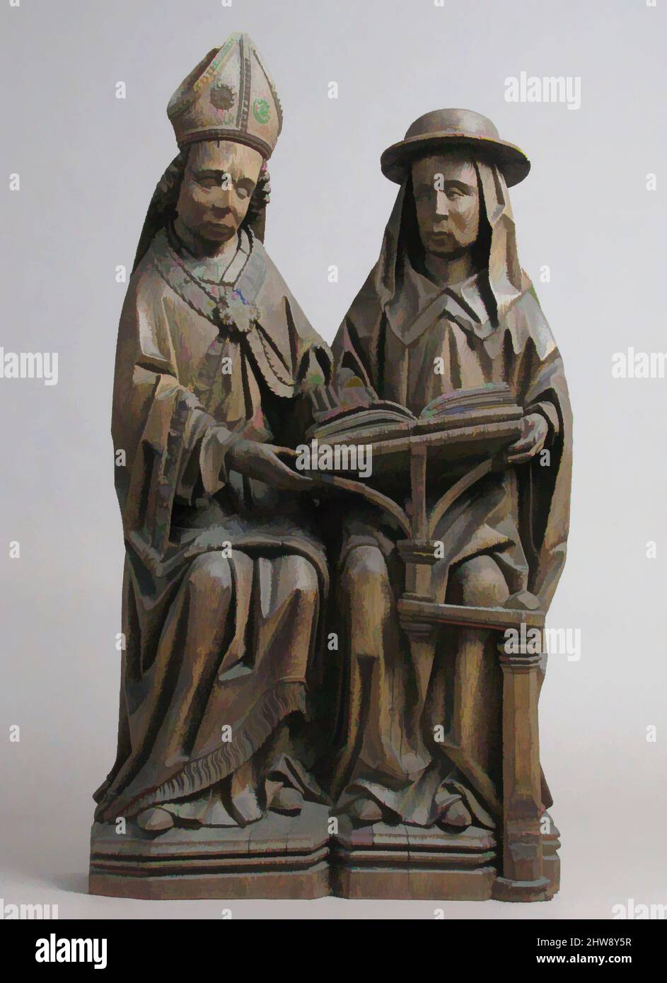 Arte ispirata da Sant'Agostino (o Sant'Ambrogio) e San Girolamo, inizio 16th secolo, tedesco, quercia, totale: 29 3/16 x 15 15/16 x 5 5/8in. (74,2 x 40,5 x 14,3cm), scultura-legno, opere classiche modernizzate da Artotop con un tocco di modernità. Forme, colore e valore, impatto visivo accattivante sulle emozioni artistiche attraverso la libertà delle opere d'arte in modo contemporaneo. Un messaggio senza tempo che persegue una nuova direzione selvaggiamente creativa. Artisti che si rivolgono al supporto digitale e creano l'NFT Artotop Foto Stock