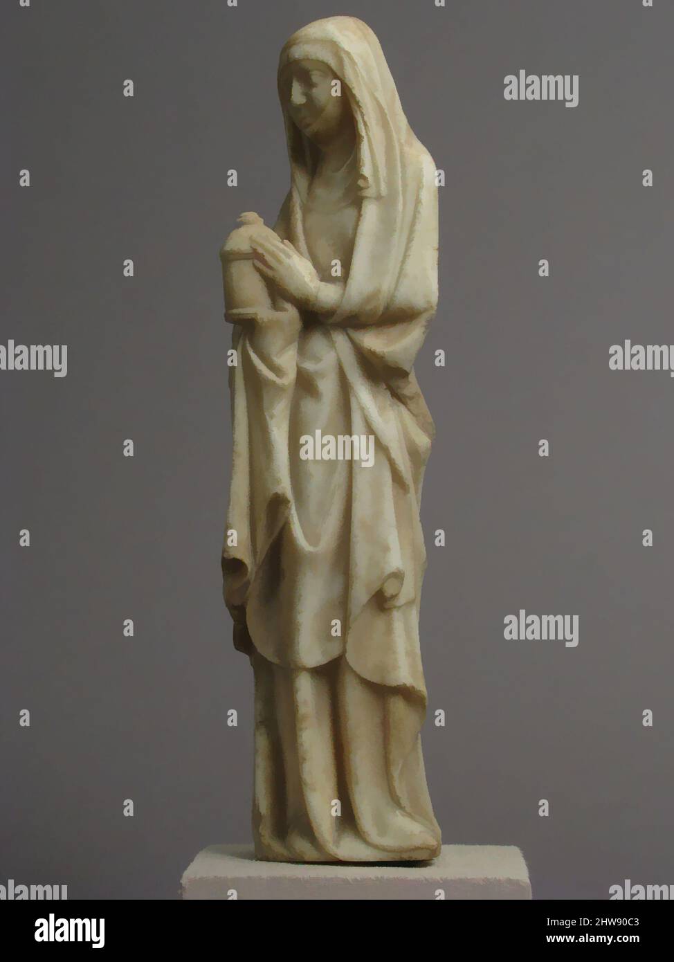 Arte ispirata a Santa Maria Maddalena, ca. 1350–75, fabbricato in Meuse Valley, Paesi Bassi, Paesi Bassi, Paesi Bassi, marmo, totale: 15 9/16 x 4 1/8 x 2 5/8 pollici (39,6 x 10,4 x 6,7 cm), scultura-pietra, attribuita a Jean de Liegi (Franco-Netherlandish, attivo ca. 1361-morto 1381), originalmente, opere classiche modernizzate da Artotop con un tuffo di modernità. Forme, colore e valore, impatto visivo accattivante sulle emozioni artistiche attraverso la libertà delle opere d'arte in modo contemporaneo. Un messaggio senza tempo che persegue una nuova direzione selvaggiamente creativa. Artisti che si rivolgono al supporto digitale e creano l'NFT Artotop Foto Stock