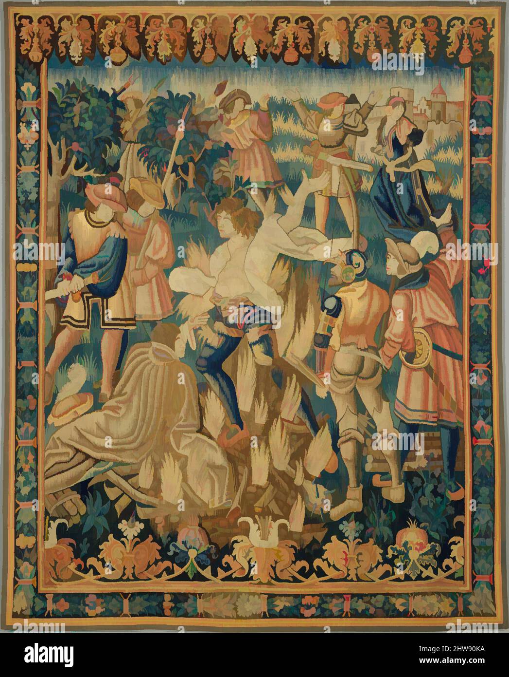 Arte ispirata a quattro episodi nella storia di Ercole, ca. 1515–35, South Netherlandish, Wool Warp; wetfts di lana e seta, tuta: 159 x 132 1/2in. (403,9 x 336,6cm), Textiles-Araquestries, opere classiche modernizzate da Artotop con un tuffo di modernità. Forme, colore e valore, impatto visivo accattivante sulle emozioni artistiche attraverso la libertà delle opere d'arte in modo contemporaneo. Un messaggio senza tempo che persegue una nuova direzione selvaggiamente creativa. Artisti che si rivolgono al supporto digitale e creano l'NFT Artotop Foto Stock