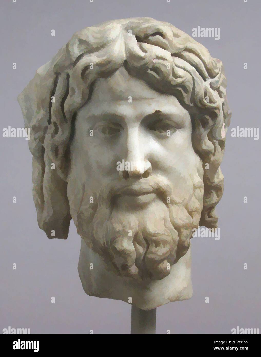 Arte ispirata da Capo di Cristo o Zeus, 3rd o 4th secolo e successivamente trasformazione, romana, marmo, totale: 11 1/4 x 8 1/4 x 7 3/4 pollici (28,6 x 21 x 19,7 cm), scultura-pietra, opere classiche modernizzate da Artotop con un tocco di modernità. Forme, colore e valore, impatto visivo accattivante sulle emozioni artistiche attraverso la libertà delle opere d'arte in modo contemporaneo. Un messaggio senza tempo che persegue una nuova direzione selvaggiamente creativa. Artisti che si rivolgono al supporto digitale e creano l'NFT Artotop Foto Stock