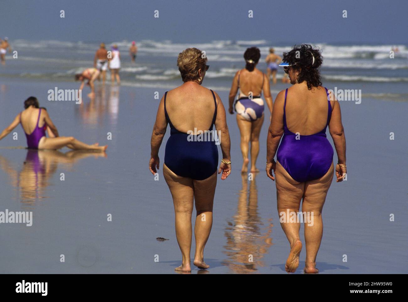 USA cibo americano daytona spiaggia grasso donna Foto Stock