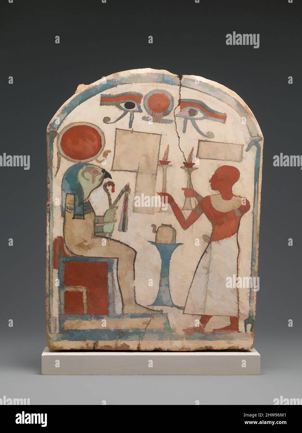Arte ispirata da Stela con l'uomo che offre a Re-Horakhty, incompiuto, terzo periodo intermedio, Dinastia 25, ca. 712–663 a.C., dall'Egitto, legno, gesso, vernice, L. 17,8 x W. 2,2 x H. 22,9 cm (7 x 7/8 x 9 in.), risalente all'era di Kushite, quando l'Egitto era controllato dai re dal sud di, opere classiche modernizzate da Artotop con un tuffo di modernità. Forme, colore e valore, impatto visivo accattivante sulle emozioni artistiche attraverso la libertà delle opere d'arte in modo contemporaneo. Un messaggio senza tempo che persegue una nuova direzione selvaggiamente creativa. Artisti che si rivolgono al supporto digitale e creano l'NFT Artotop Foto Stock