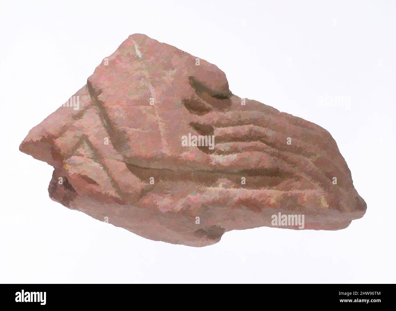 Arte ispirata al getto a mano incenso (?) Su un mucchio di offerte, New Kingdom, periodo Amarna, Dinastia 18, ca. 1353–1336 a.C., dall'Egitto, dal Medio Egitto, Amarna (Akhetaten), Grande Tempio dell'Aten, pozzo fuori parete sud, scavi di Petrie/carter, 1891–92, Quartzite rossa, H. 7,5 x W, opere classiche modernizzate da Artotop con un tuffo di modernità. Forme, colore e valore, impatto visivo accattivante sulle emozioni artistiche attraverso la libertà delle opere d'arte in modo contemporaneo. Un messaggio senza tempo che persegue una nuova direzione selvaggiamente creativa. Artisti che si rivolgono al supporto digitale e creano l'NFT Artotop Foto Stock