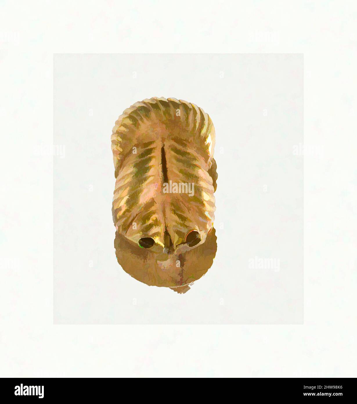 Arte ispirata dal doppio nodo clasp di Sithathoryunet, Regno di mezzo, Dinastia 12, ca. 1887–1813 a.C., dall'Egitto, zona d'ingresso di Fayum, Lahun, Tomba di Sithathoryunet (BSA Tomb 8), scavi di BSAE 1914, Oro, h. 1,3 cm (1/2 poll.); w. 0,9 cm (3/8 pollici), opere classiche modernizzate da Artotop con un tuffo di modernità. Forme, colore e valore, impatto visivo accattivante sulle emozioni artistiche attraverso la libertà delle opere d'arte in modo contemporaneo. Un messaggio senza tempo che persegue una nuova direzione selvaggiamente creativa. Artisti che si rivolgono al supporto digitale e creano l'NFT Artotop Foto Stock