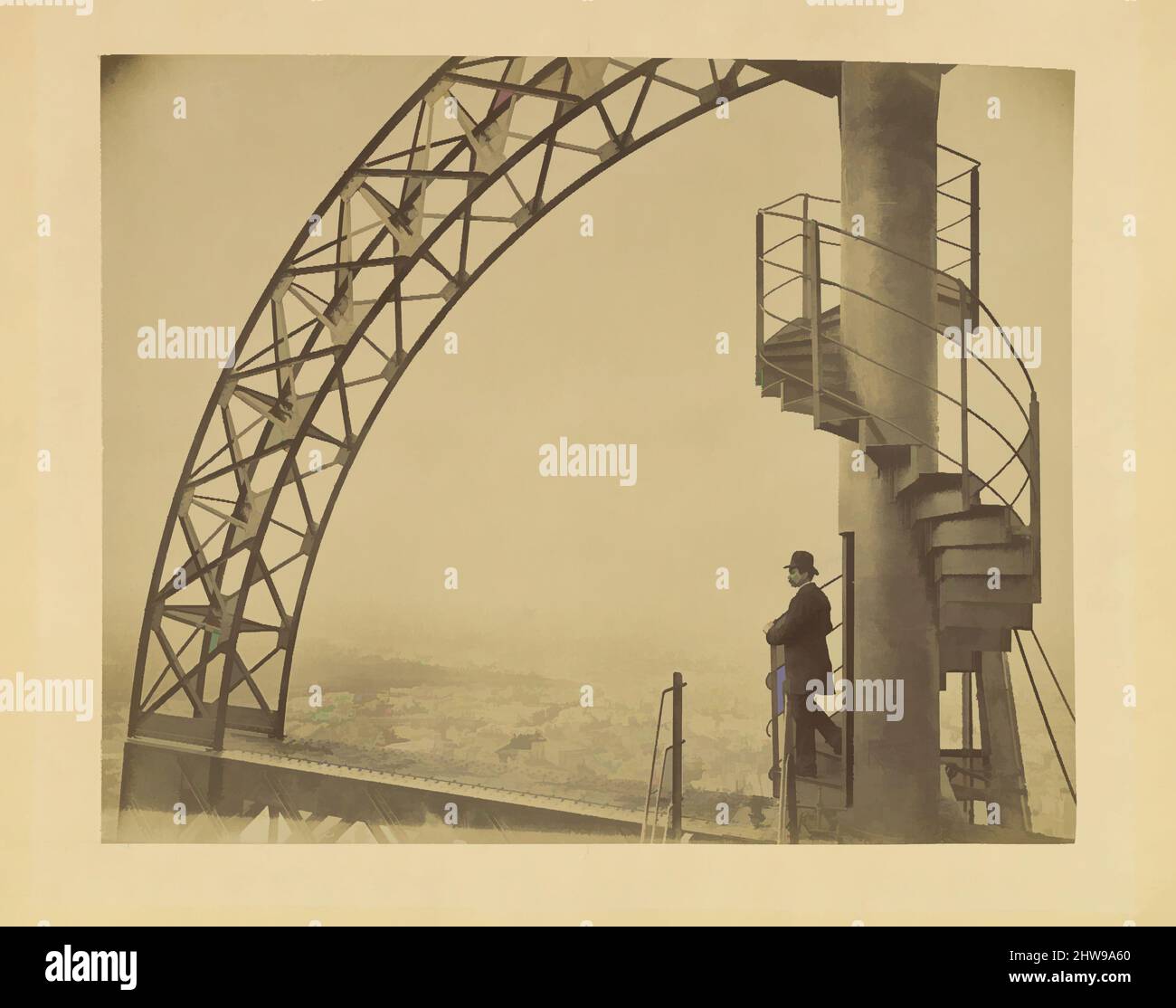 Arte ispirata a la Tour Eiffel. – Détail du Campanile., 1889, stampa argento albume, immagine: 8 5/8 x 10 11/16 pollici (21,9 x 27,1 cm), fotografie, Louis-Antonin Neurdein (francese, 1846-dopo il 1915), Etienne Neurdein (francese, 1832–dopo il 1915), i fratelli Étienne e Louis-Antonin Neurdein, opere classiche modernizzate da Artotop con un tuffo di modernità. Forme, colore e valore, impatto visivo accattivante sulle emozioni artistiche attraverso la libertà delle opere d'arte in modo contemporaneo. Un messaggio senza tempo che persegue una nuova direzione selvaggiamente creativa. Artisti che si rivolgono al supporto digitale e creano l'NFT Artotop Foto Stock