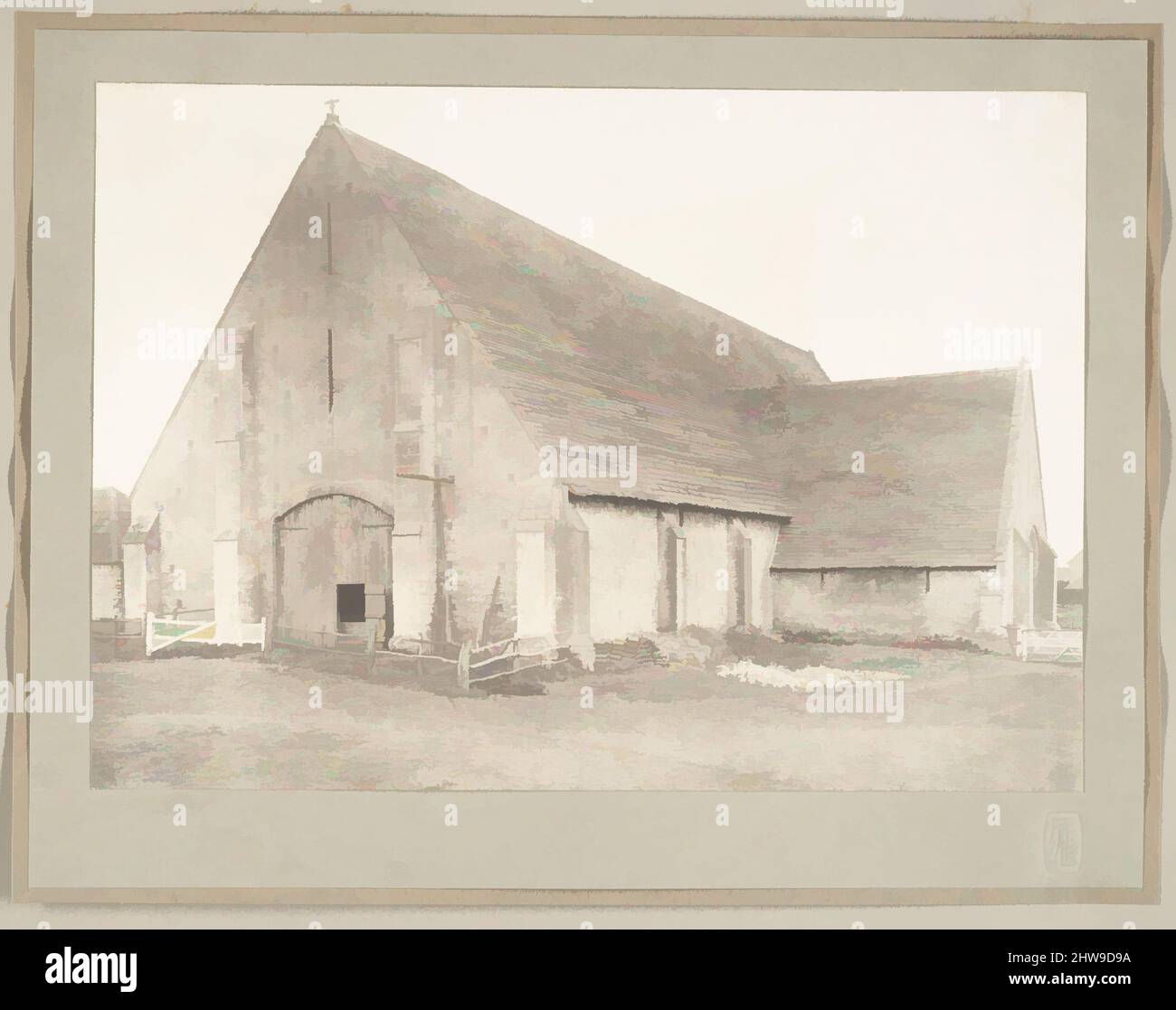 Arte ispirata da Tithe Barn, Great Cokkeswell, 1896, Platinum Print, Albums, Frederick H. Evans (British, London 1853–1943 London), Bookplate disegnato da Aubrey Vincent Beardsley (British, Brighton, Sussex 1872–1898 Menton), Bookplate disegnato da Frederick Colin Tilney (British, 1870–, opere classiche modernizzate da Artotop con un tuffo di modernità. Forme, colore e valore, impatto visivo accattivante sulle emozioni artistiche attraverso la libertà delle opere d'arte in modo contemporaneo. Un messaggio senza tempo che persegue una nuova direzione selvaggiamente creativa. Artisti che si rivolgono al supporto digitale e creano l'NFT Artotop Foto Stock