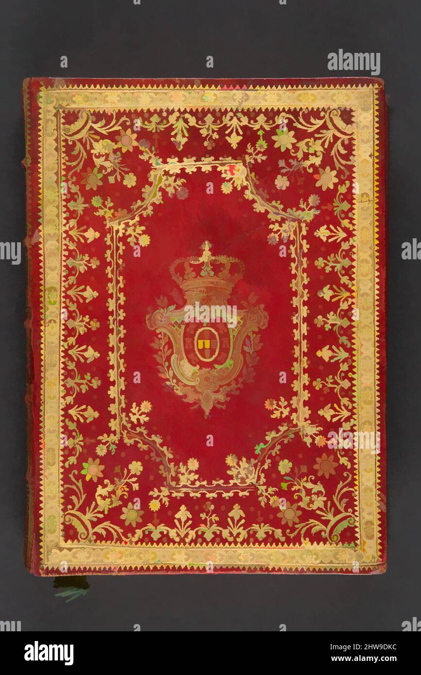 Art Inspired by Dialogo sobre hua nova obra no Rio Tejo ..., 1776 (?), Portogallo, 235 pagine, 7 foglie di lastre (alcune piegate); totale: 8 1/16 x 6 1/16 x 1 1/2 pollici. (20,4 x 15,4 x 3,8 cm), rosso marocchino 18th secolo portoghese rilegatura di un manoscritto scientifico in scrittura, opere classiche modernizzate da Artotop con un tuffo di modernità. Forme, colore e valore, impatto visivo accattivante sulle emozioni artistiche attraverso la libertà delle opere d'arte in modo contemporaneo. Un messaggio senza tempo che persegue una nuova direzione selvaggiamente creativa. Artisti che si rivolgono al supporto digitale e creano l'NFT Artotop Foto Stock