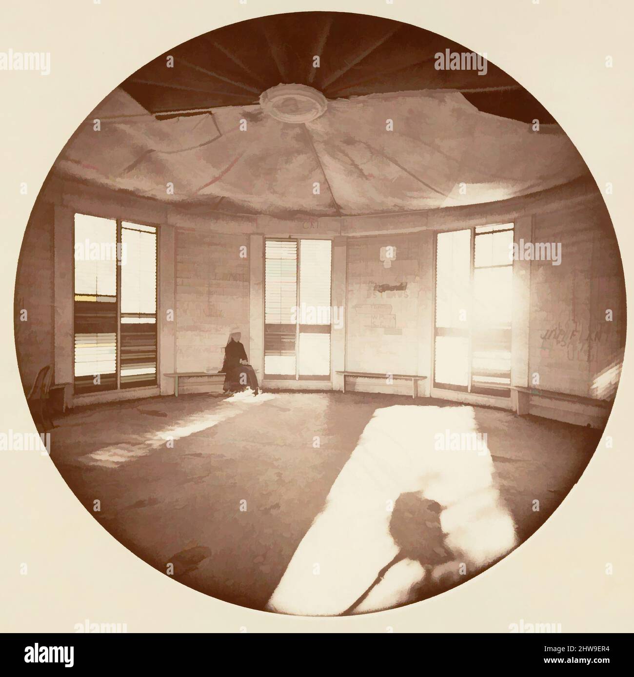 Arte ispirata all'interno del Padiglione costruito sul ceppo dell'albero, C. Grove, ca. 1878, stampa in argento albume da vetro negativo, immagine: 12,5 x 12,5 cm (4 15/16 x 4 15/16 poll.), circolare, fotografie, Carleton E. Watkins (americano, 1829–1916), questo album senza titolo eccezionalmente raro, Classic opere modernizzate da Artotop con un tuffo di modernità. Forme, colore e valore, impatto visivo accattivante sulle emozioni artistiche attraverso la libertà delle opere d'arte in modo contemporaneo. Un messaggio senza tempo che persegue una nuova direzione selvaggiamente creativa. Artisti che si rivolgono al supporto digitale e creano l'NFT Artotop Foto Stock