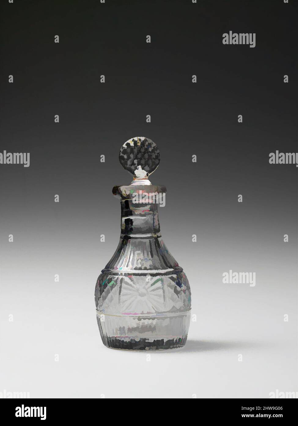 Arte ispirata da Toy Decanter, 1825–40, made in Sandwich, Massachusetts, Stati Uniti, Americano, vetro stampato soffiato, H. 2 15/16 poll. (7,5 cm), Glass, Boston & Sandwich Glass Company (American, 1825–1888, Sandwich, Massachusetts, opere classiche modernizzate da Artotop con un tocco di modernità. Forme, colore e valore, impatto visivo accattivante sulle emozioni artistiche attraverso la libertà delle opere d'arte in modo contemporaneo. Un messaggio senza tempo che persegue una nuova direzione selvaggiamente creativa. Artisti che si rivolgono al supporto digitale e creano l'NFT Artotop Foto Stock