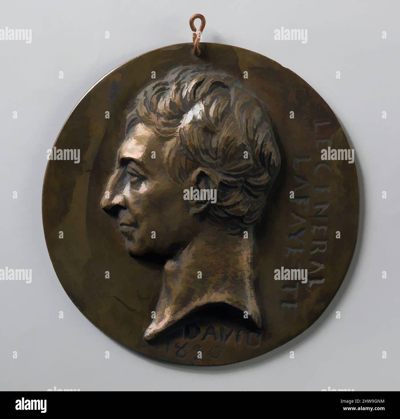 Arte ispirata da Medallion del Marchese de Lafayette, 1830, made in France, Bronze, Diam. 4 5/8 poll. (11,7 cm), Metal, Pierre Jean David d'Angers (francese, Angers 1788–1856 Parigi, opere classiche modernizzate da Artotop con un tuffo di modernità. Forme, colore e valore, impatto visivo accattivante sulle emozioni artistiche attraverso la libertà delle opere d'arte in modo contemporaneo. Un messaggio senza tempo che persegue una nuova direzione selvaggiamente creativa. Artisti che si rivolgono al supporto digitale e creano l'NFT Artotop Foto Stock