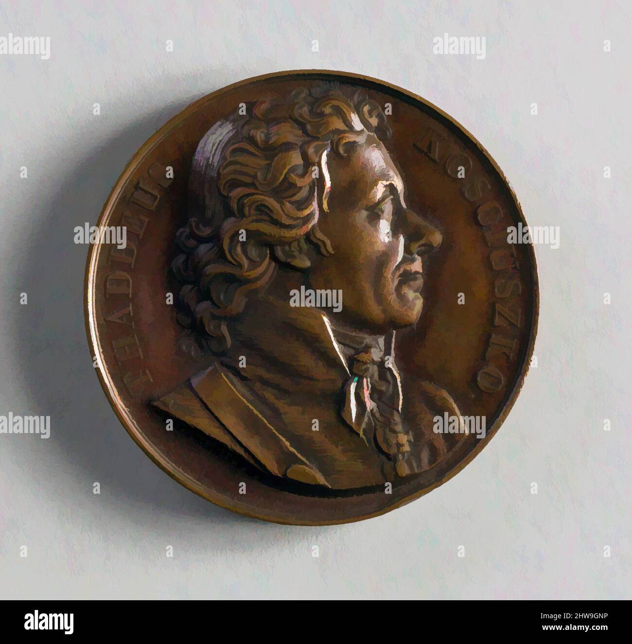 Arte ispirata dalla Medaglia di Thaddeus Kosciuszko, 1818, made in France, Bronze, Diam. 1 5/8 poll. (4,1 cm), Metal, Francois Augustin Caunois (francese, 1787–1859, opere classiche modernizzate da Artotop con un tuffo di modernità. Forme, colore e valore, impatto visivo accattivante sulle emozioni artistiche attraverso la libertà delle opere d'arte in modo contemporaneo. Un messaggio senza tempo che persegue una nuova direzione selvaggiamente creativa. Artisti che si rivolgono al supporto digitale e creano l'NFT Artotop Foto Stock