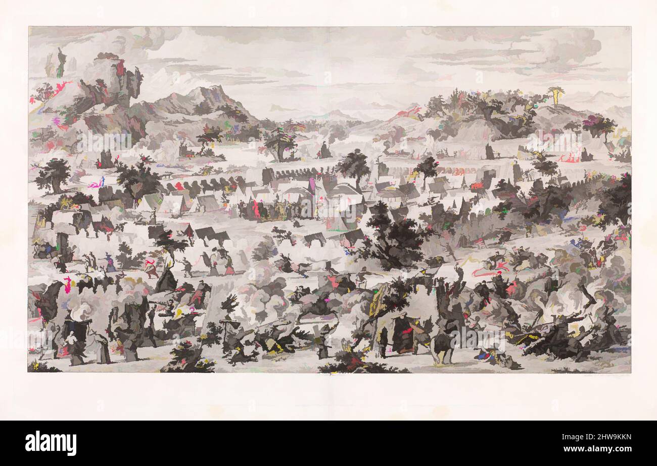 Arte ispirata alla Battaglia di Tonguzluq, Augustin de Saint-Aubin (francese, Parigi 1736–1807 Parigi), dopo Giuseppe Castiglione (italiano, Milano, opere classiche modernizzate da Artotop con un tuffo di modernità. Forme, colore e valore, impatto visivo accattivante sulle emozioni artistiche attraverso la libertà delle opere d'arte in modo contemporaneo. Un messaggio senza tempo che persegue una nuova direzione selvaggiamente creativa. Artisti che si rivolgono al supporto digitale e creano l'NFT Artotop Foto Stock