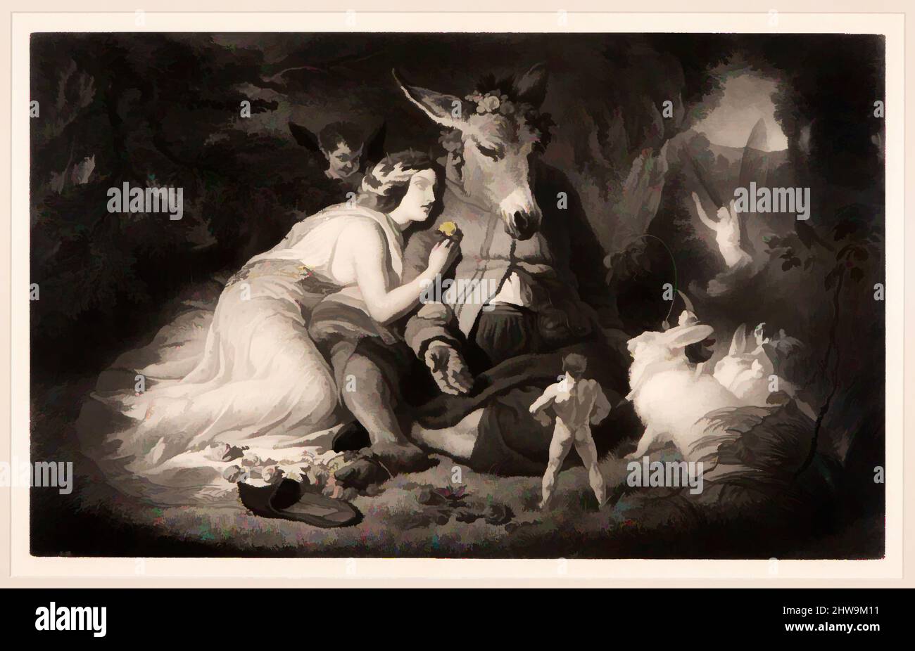 Arte ispirata a disegni e stampe, Stampa, un sogno della notte della mezza estate (Shakespeare, atto 4, scena 1), artista, incisore, Dopo, Sir Edwin, opere classiche modernizzate da Artotop con un tuffo di modernità. Forme, colore e valore, impatto visivo accattivante sulle emozioni artistiche attraverso la libertà delle opere d'arte in modo contemporaneo. Un messaggio senza tempo che persegue una nuova direzione selvaggiamente creativa. Artisti che si rivolgono al supporto digitale e creano l'NFT Artotop Foto Stock