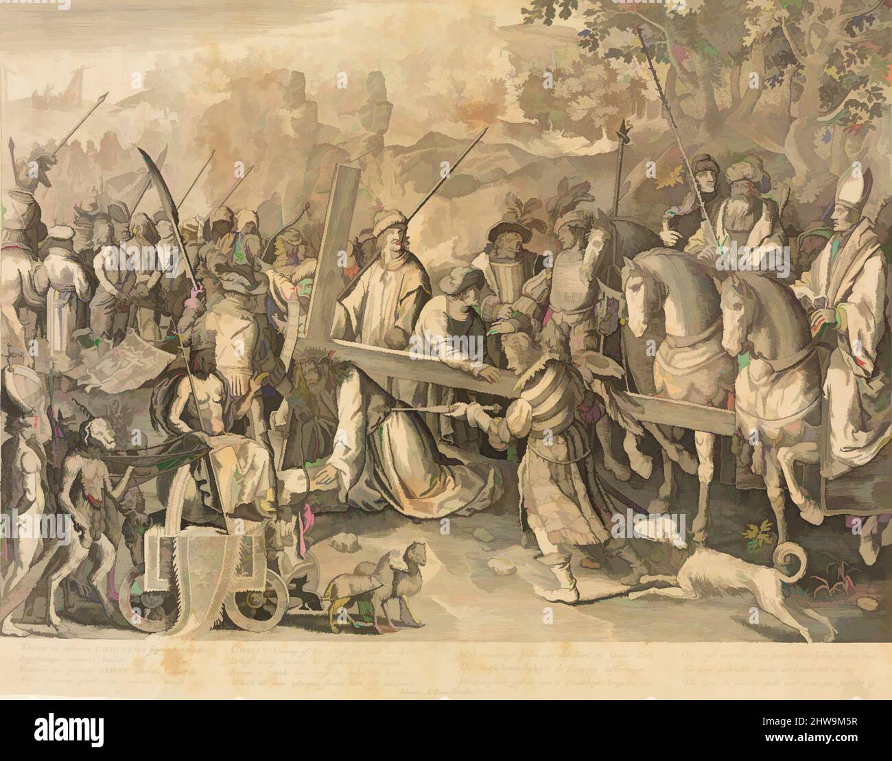 Arte ispirata da disegni e stampe, Stampa, Cristo che porta la Croce (copia), Editore, artista, dopo, Joannes de RAM, Nicolaes de Bruyn, olandese, opere classiche modernizzate da Artotop con un tocco di modernità. Forme, colore e valore, impatto visivo accattivante sulle emozioni artistiche attraverso la libertà delle opere d'arte in modo contemporaneo. Un messaggio senza tempo che persegue una nuova direzione selvaggiamente creativa. Artisti che si rivolgono al supporto digitale e creano l'NFT Artotop Foto Stock