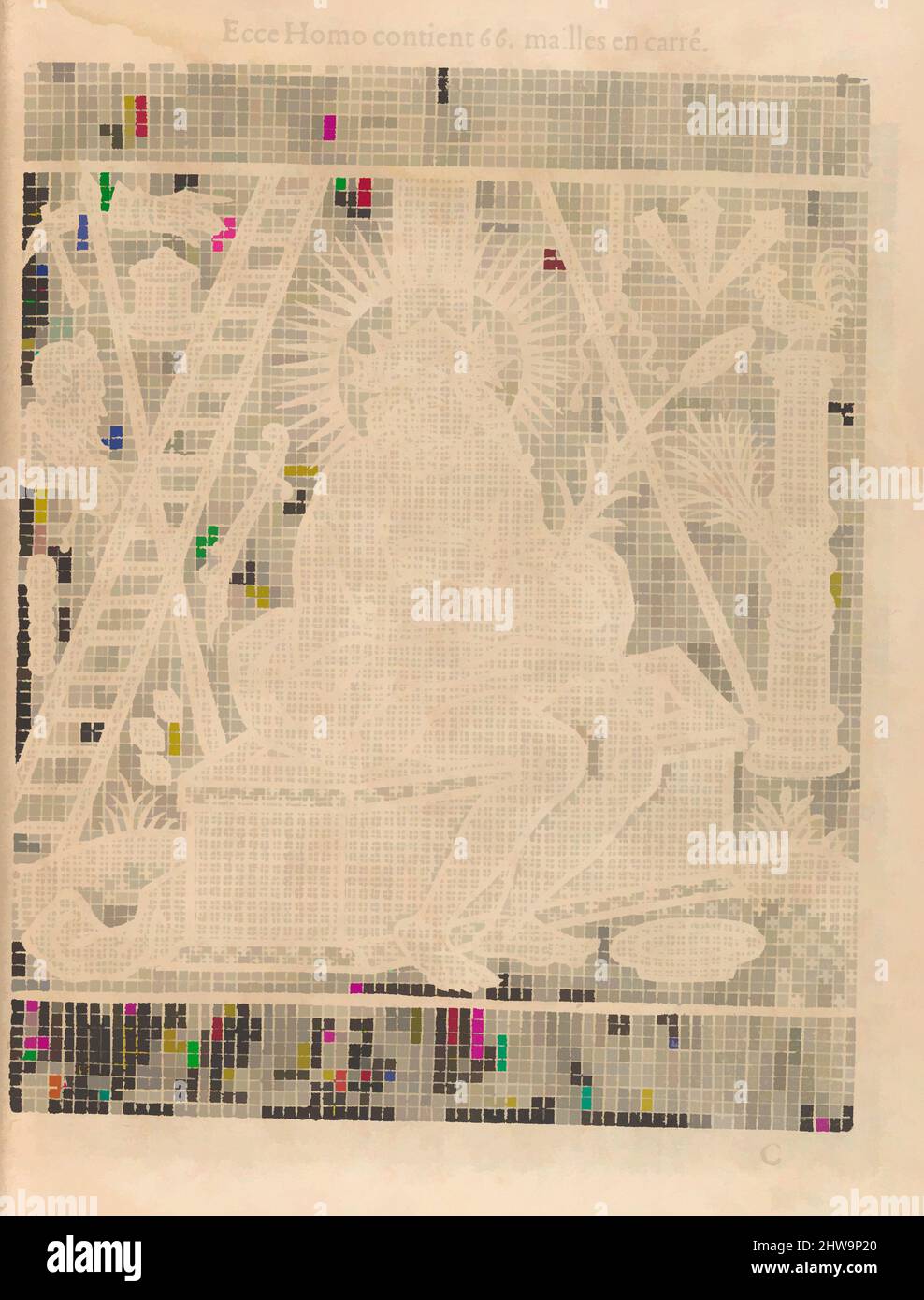 Arte ispirata a la Pratique de l'Aiguille, pagina 9 (recto), titolo di Pierre Firens (francese, Parigi 1641), 1605, opere classiche modernizzate da Artotop con un tuffo di modernità. Forme, colore e valore, impatto visivo accattivante sulle emozioni artistiche attraverso la libertà delle opere d'arte in modo contemporaneo. Un messaggio senza tempo che persegue una nuova direzione selvaggiamente creativa. Artisti che si rivolgono al supporto digitale e creano l'NFT Artotop Foto Stock