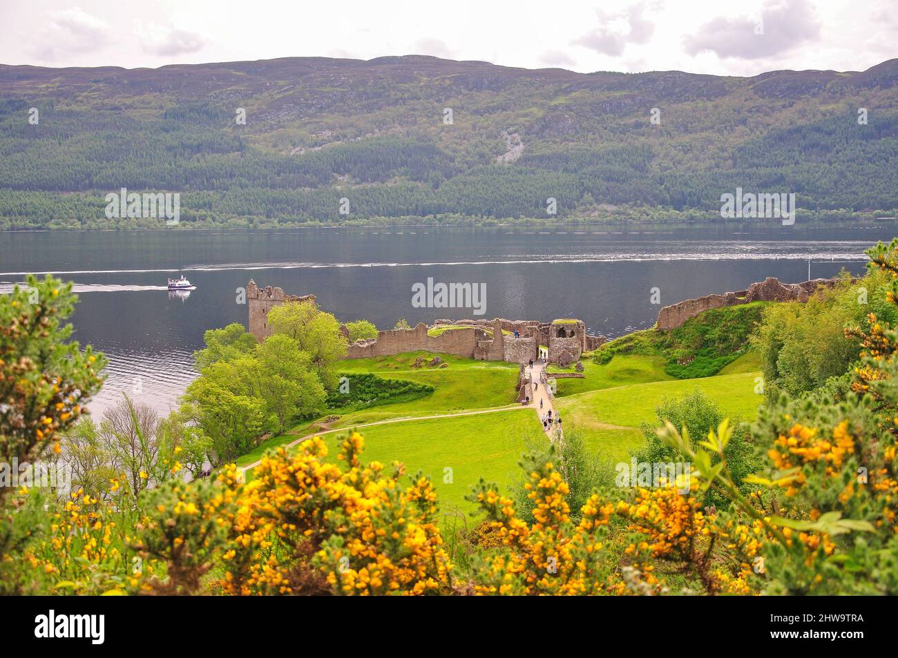 Castello Urquhart sul Loch Ness, Highlands scozzesi, Scotland, Regno Unito Foto Stock