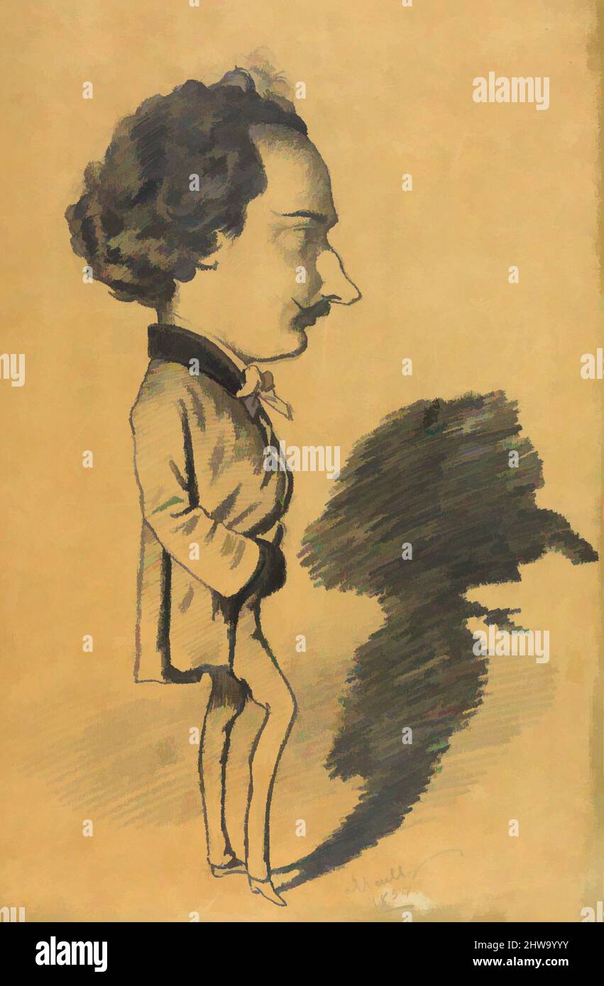 Arte ispirata a disegni e stampe, disegno, caricatura di un uomo in piedi, artista, Hippolyte Mailly, francese, 1829–1863, Mailly, Hippolyte, opere classiche modernizzate da Artotop con un tocco di modernità. Forme, colore e valore, impatto visivo accattivante sulle emozioni artistiche attraverso la libertà delle opere d'arte in modo contemporaneo. Un messaggio senza tempo che persegue una nuova direzione selvaggiamente creativa. Artisti che si rivolgono al supporto digitale e creano l'NFT Artotop Foto Stock