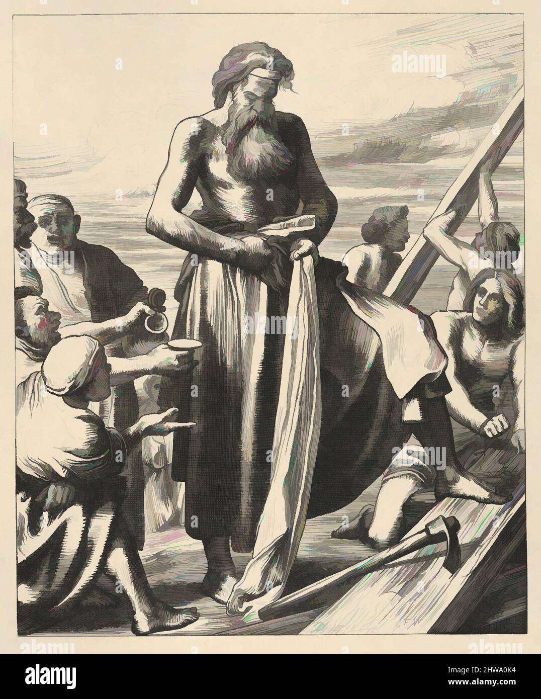 Arte ispirata a disegni e stampe, Stampa, Noah Building the Ark (Galleria della Bibbia di Dalziels), George Frederic Watts, opere classiche modernizzate da Artotop con un tuffo di modernità. Forme, colore e valore, impatto visivo accattivante sulle emozioni artistiche attraverso la libertà delle opere d'arte in modo contemporaneo. Un messaggio senza tempo che persegue una nuova direzione selvaggiamente creativa. Artisti che si rivolgono al supporto digitale e creano l'NFT Artotop Foto Stock