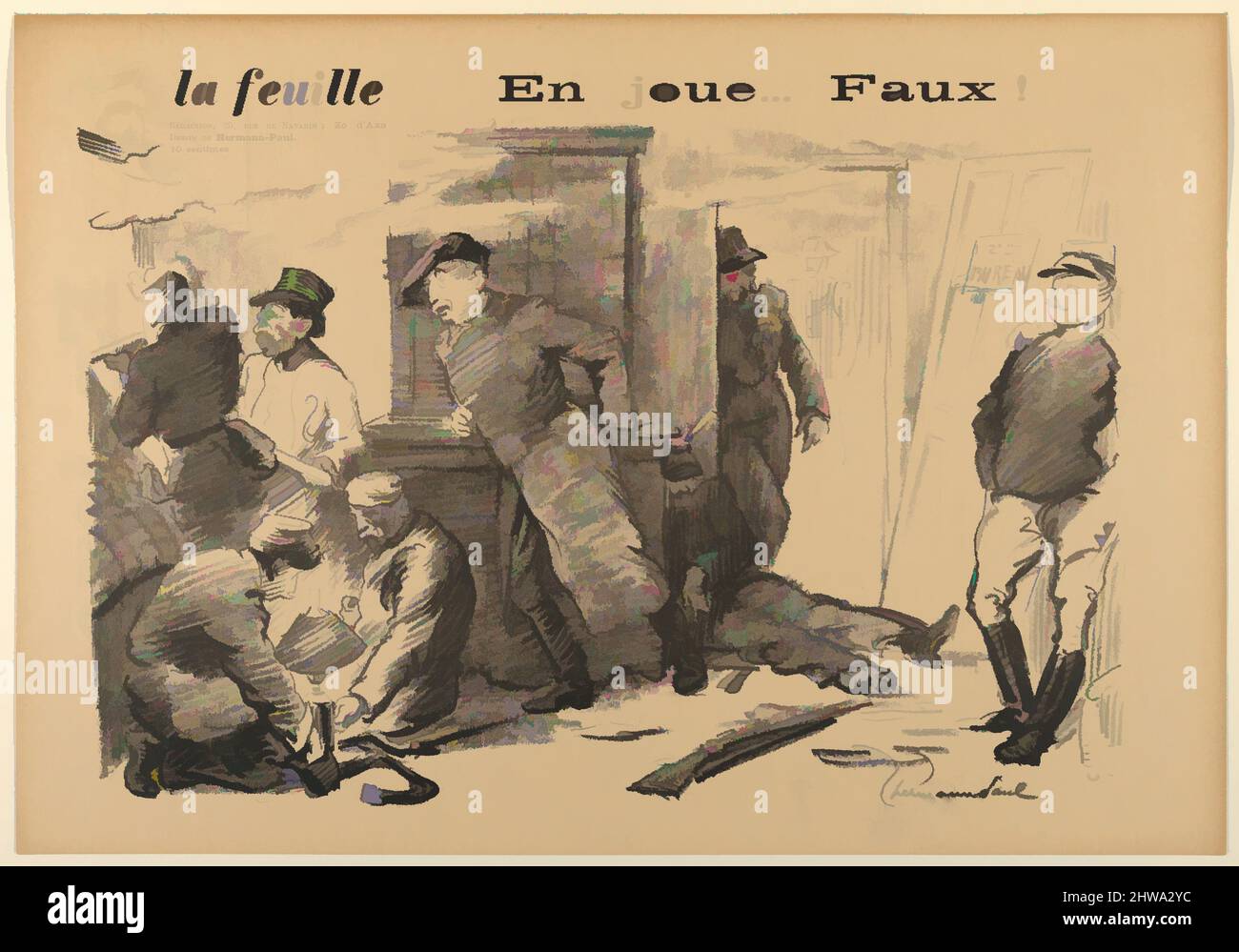Arte ispirata da en joue...Faux! (Da la Feuille), René-Georges Hermann-Paul (francese, Parigi 1874–1940 Saintes-Maries-de-la-Mer), 1897–99, opere classiche modernizzate da Artotop con un tuffo di modernità. Forme, colore e valore, impatto visivo accattivante sulle emozioni artistiche attraverso la libertà delle opere d'arte in modo contemporaneo. Un messaggio senza tempo che persegue una nuova direzione selvaggiamente creativa. Artisti che si rivolgono al supporto digitale e creano l'NFT Artotop Foto Stock
