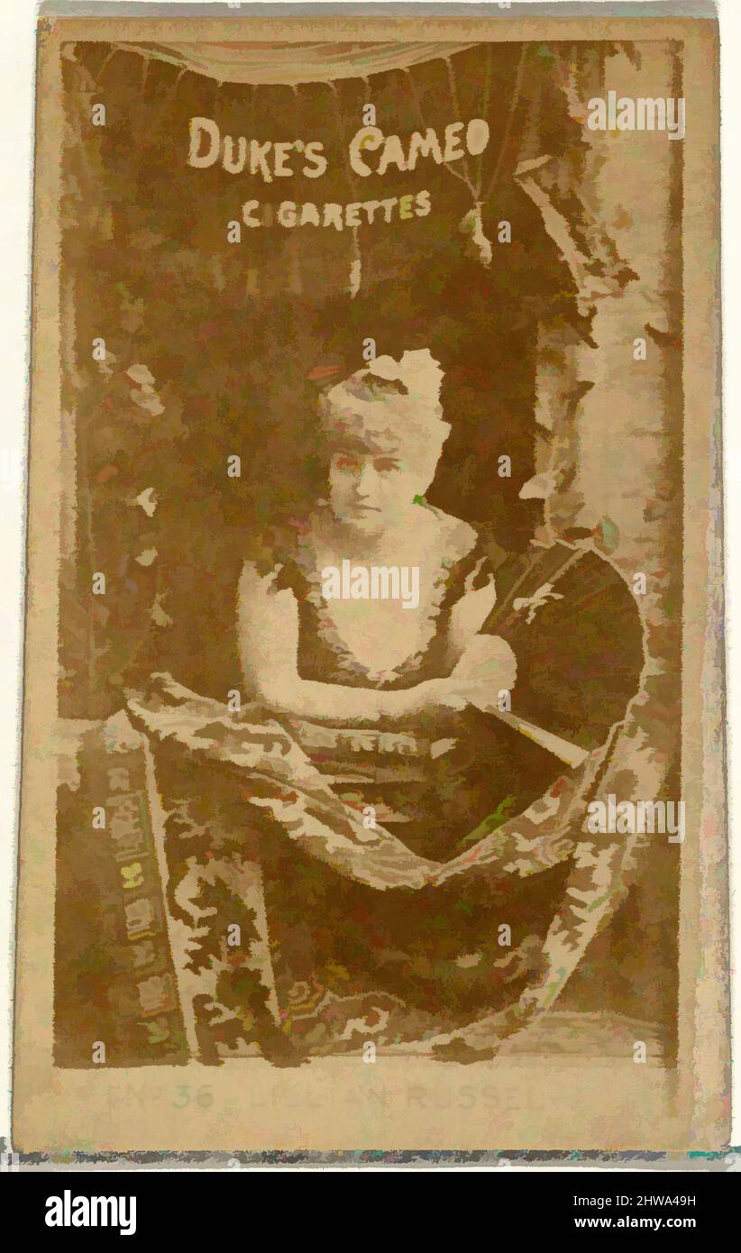 Arte ispirata a disegni e stampe, fotografia, Card Number 36, Lillian Russell, della serie Actors and Actrusts di Duke Sons & Co, opere classiche modernizzate da Artotop con un tuffo di modernità. Forme, colore e valore, impatto visivo accattivante sulle emozioni artistiche attraverso la libertà delle opere d'arte in modo contemporaneo. Un messaggio senza tempo che persegue una nuova direzione selvaggiamente creativa. Artisti che si rivolgono al supporto digitale e creano l'NFT Artotop Foto Stock
