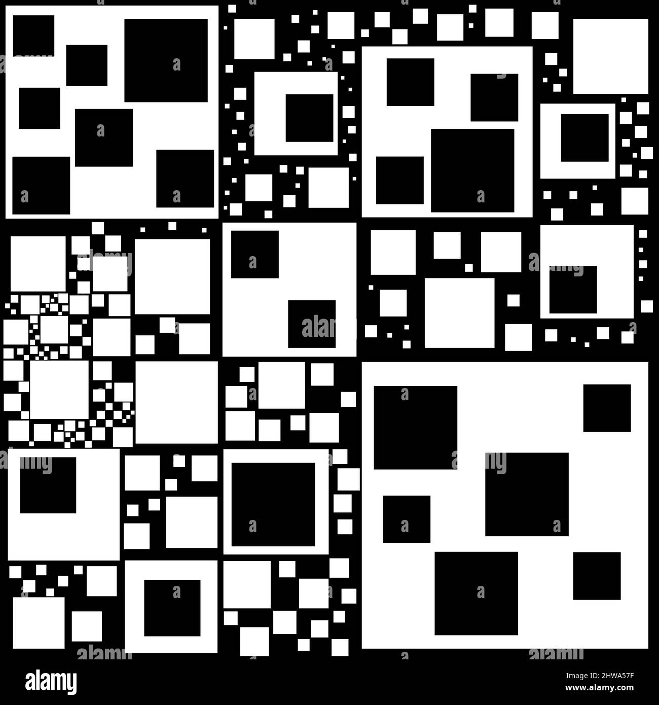 Strano bianco e nero ipnotico ipmerizing e attraente modello. Illustrazione. Foto Stock