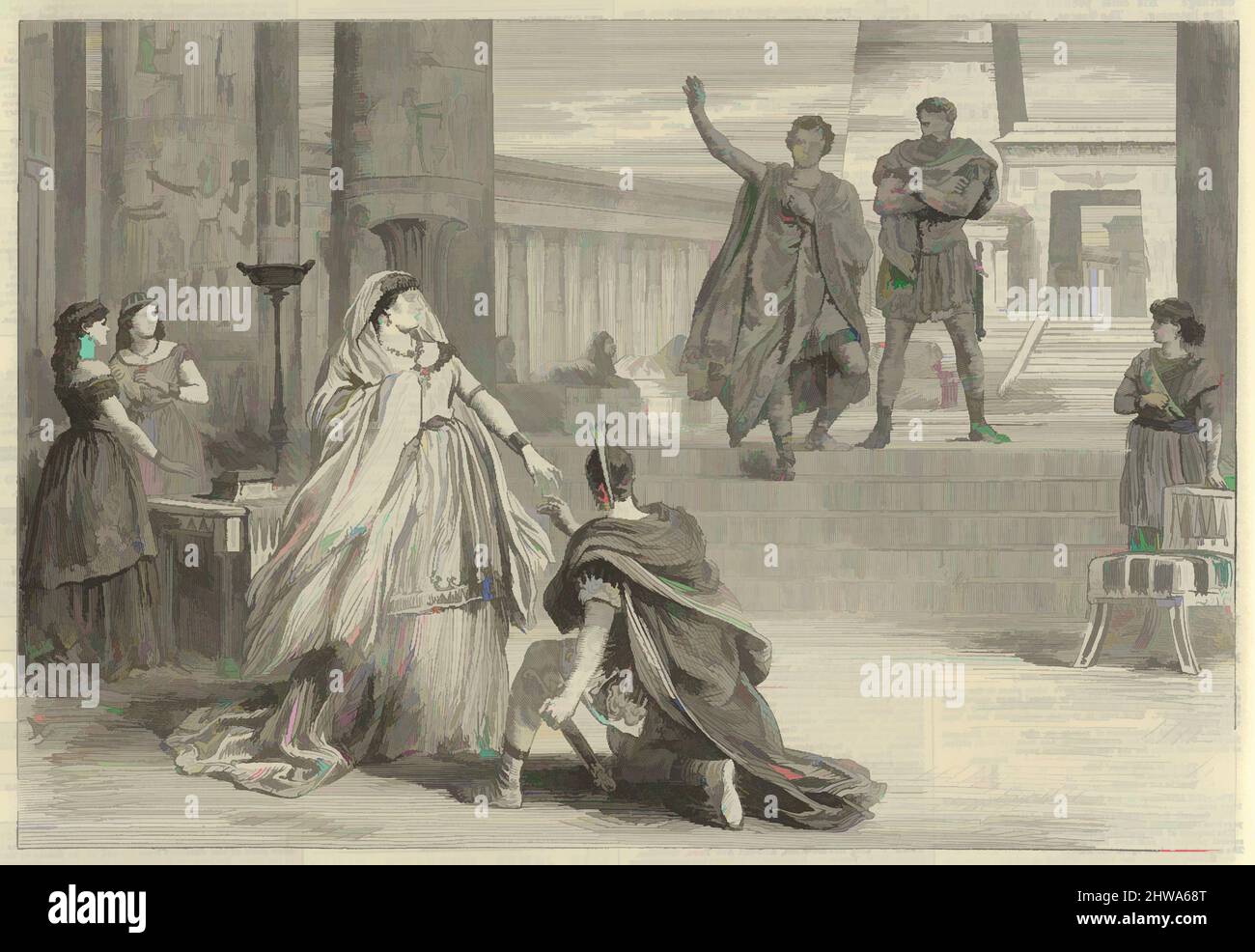 Arte ispirata a disegni e stampe, Stampa, scena di Antony e Cleopatra, al Teatro della Principessa, 19th secolo, opere classiche modernizzate da Artotop con un tuffo di modernità. Forme, colore e valore, impatto visivo accattivante sulle emozioni artistiche attraverso la libertà delle opere d'arte in modo contemporaneo. Un messaggio senza tempo che persegue una nuova direzione selvaggiamente creativa. Artisti che si rivolgono al supporto digitale e creano l'NFT Artotop Foto Stock