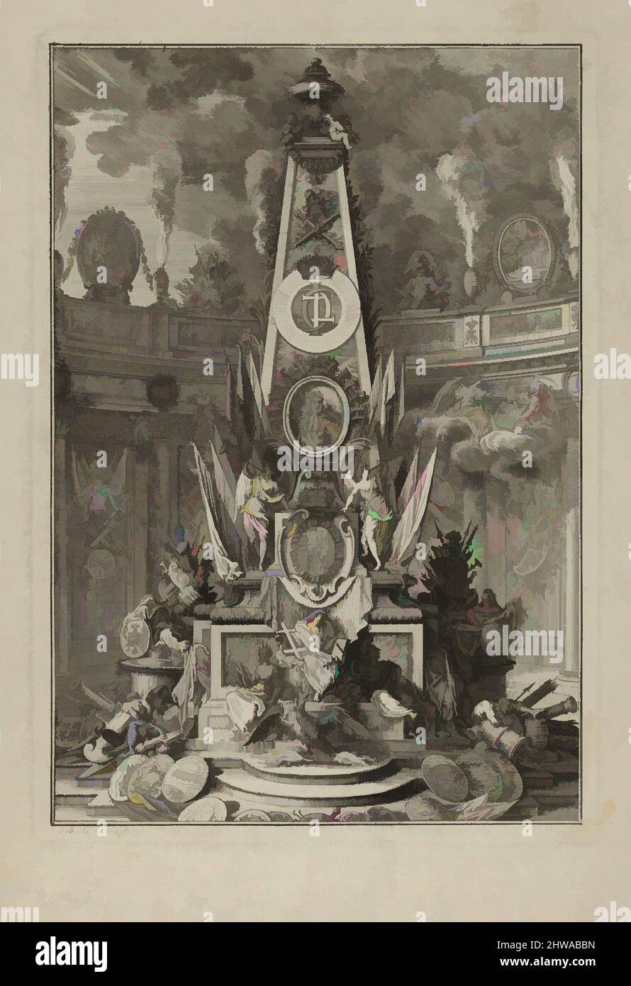 Arte ispirata a disegni e stampe, Stampa, Fete, Ornamento & architettura, monumento funebre a Carlo V, Duca di Lorena, frontespizio, opere classiche modernizzate da Artotop con un tuffo di modernità. Forme, colore e valore, impatto visivo accattivante sulle emozioni artistiche attraverso la libertà delle opere d'arte in modo contemporaneo. Un messaggio senza tempo che persegue una nuova direzione selvaggiamente creativa. Artisti che si rivolgono al supporto digitale e creano l'NFT Artotop Foto Stock