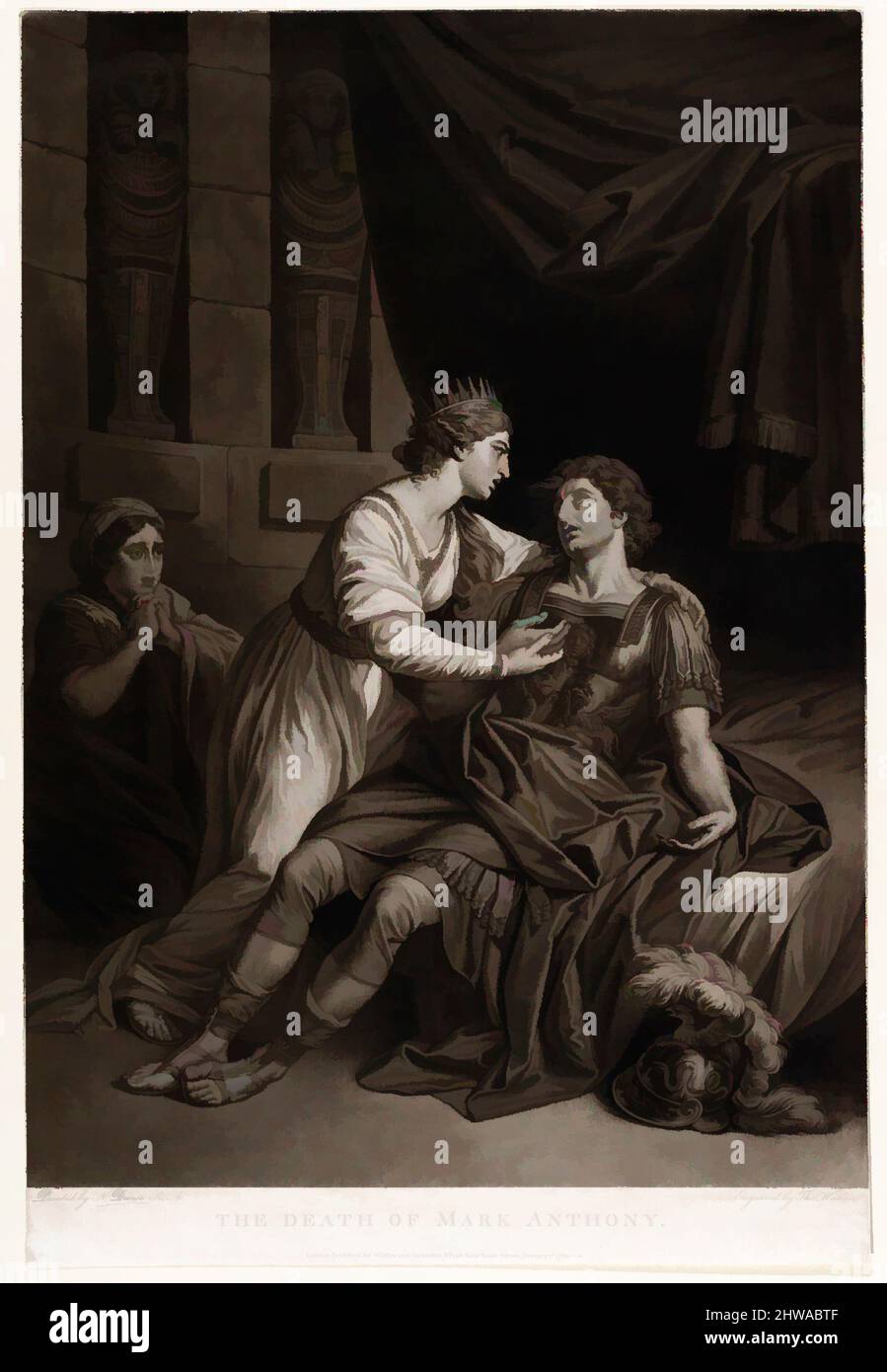 Arte ispirata a disegni e stampe, Stampa, la morte di Marco Antony (Shakespeare, Antony e Cleopatra, atto 4, scena 15, opere classiche modernizzate da Artotop con un tuffo di modernità. Forme, colore e valore, impatto visivo accattivante sulle emozioni artistiche attraverso la libertà delle opere d'arte in modo contemporaneo. Un messaggio senza tempo che persegue una nuova direzione selvaggiamente creativa. Artisti che si rivolgono al supporto digitale e creano l'NFT Artotop Foto Stock