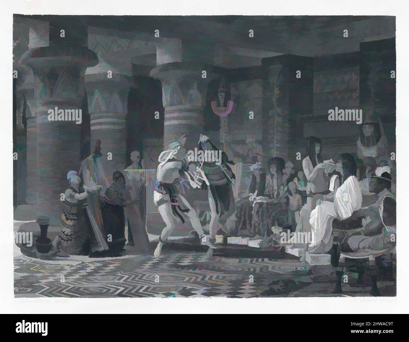 Arte ispirata da disegni e stampe, Stampa, passatempo nell'antico Egitto, artista, Editore, dopo, Sir Lawrence Alma-Tadema, Charles William Sharpe, opere classiche modernizzate da Artotop con un tuffo di modernità. Forme, colore e valore, impatto visivo accattivante sulle emozioni artistiche attraverso la libertà delle opere d'arte in modo contemporaneo. Un messaggio senza tempo che persegue una nuova direzione selvaggiamente creativa. Artisti che si rivolgono al supporto digitale e creano l'NFT Artotop Foto Stock