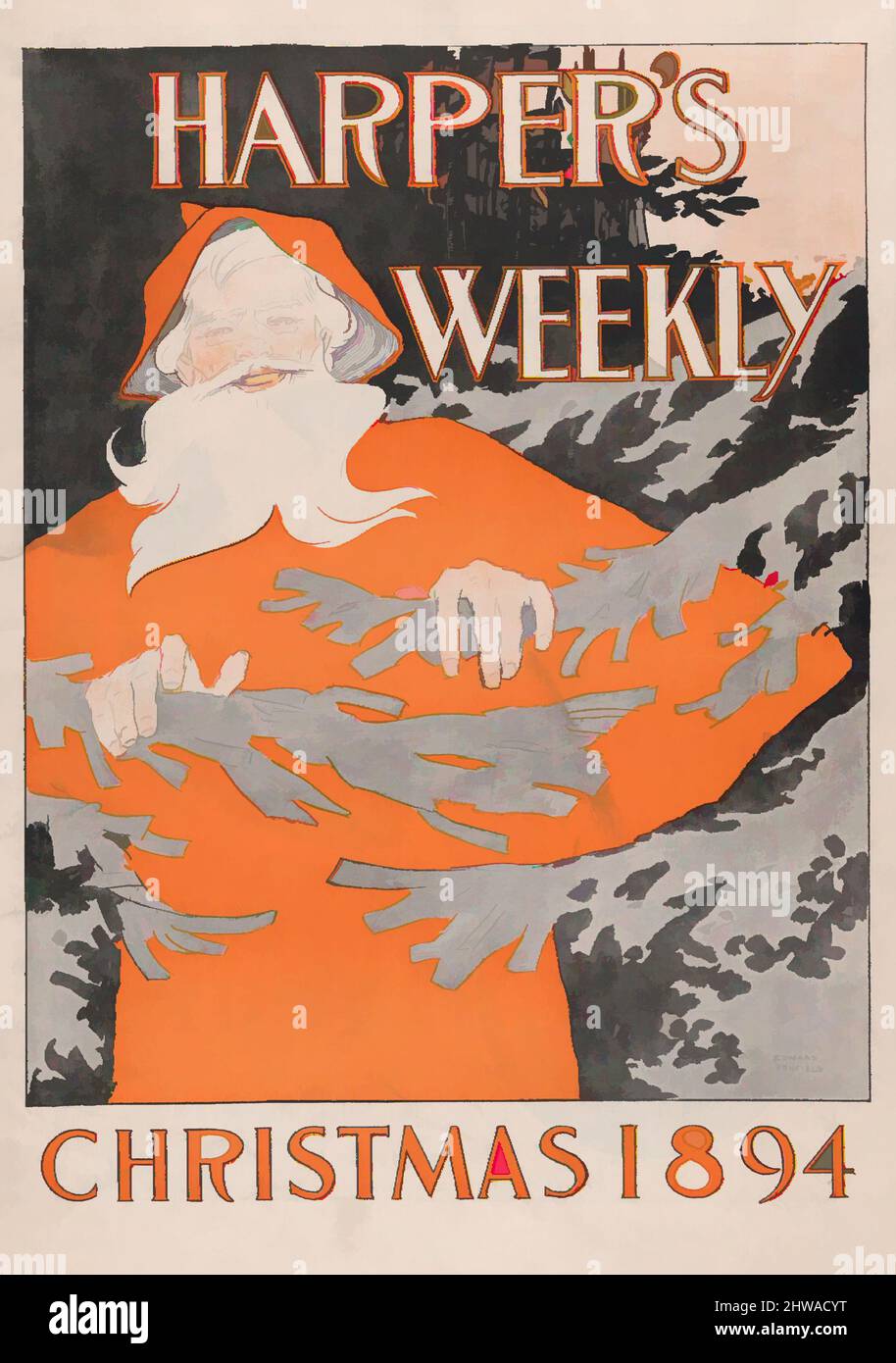 Arte ispirata a disegni e stampe, Stampa, Harper's: Natale, Editore, artista, Harper and Brothers, Publishers, Edward Penfield, American, Classic opere modernizzate da Artotop con un tuffo di modernità. Forme, colore e valore, impatto visivo accattivante sulle emozioni artistiche attraverso la libertà delle opere d'arte in modo contemporaneo. Un messaggio senza tempo che persegue una nuova direzione selvaggiamente creativa. Artisti che si rivolgono al supporto digitale e creano l'NFT Artotop Foto Stock