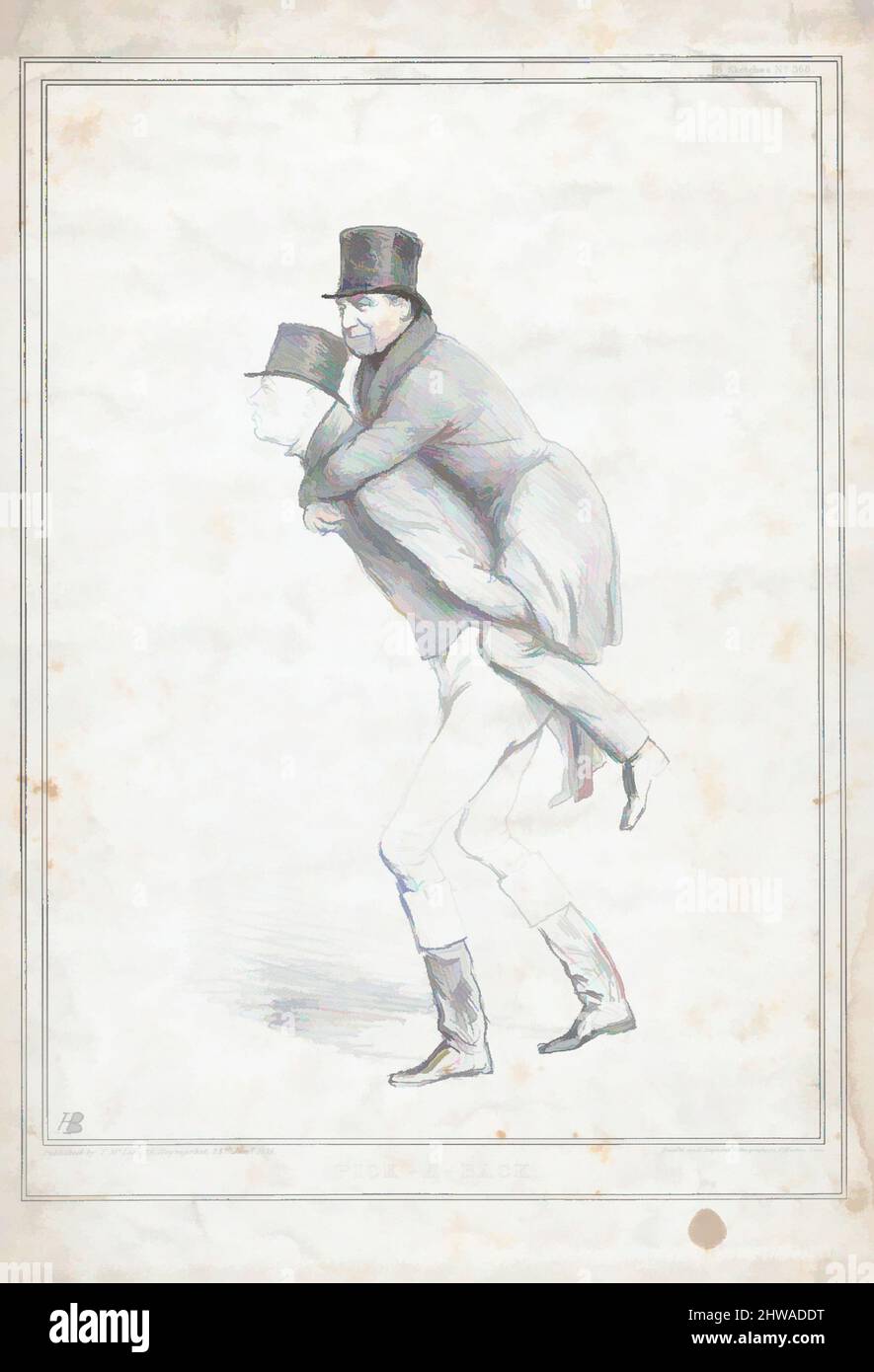 Arte ispirata a disegni e stampe, Stampa, Pick-A-Back, HB schizzi, No. 368, Artista, litografo, Editore, John Doyle, opere classiche modernizzate da Artotop con un tocco di modernità. Forme, colore e valore, impatto visivo accattivante sulle emozioni artistiche attraverso la libertà delle opere d'arte in modo contemporaneo. Un messaggio senza tempo che persegue una nuova direzione selvaggiamente creativa. Artisti che si rivolgono al supporto digitale e creano l'NFT Artotop Foto Stock