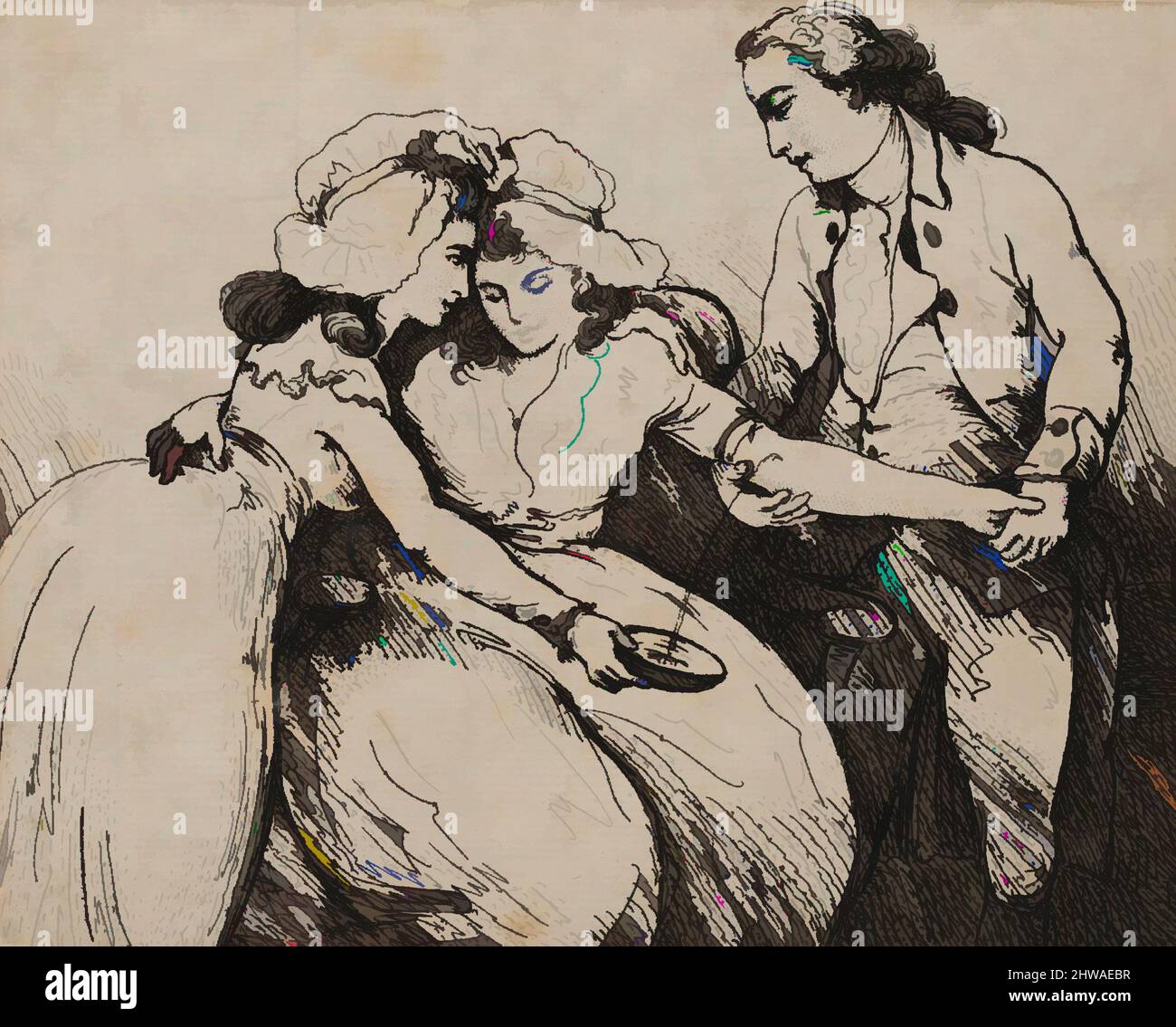 Art Inspired by Opening a Vein, Thomas Rowlandson, British, London 1757–1827 London), 1784-86, Opere classiche modernizzate da Artotop con un tocco di modernità. Forme, colore e valore, impatto visivo accattivante sulle emozioni artistiche attraverso la libertà delle opere d'arte in modo contemporaneo. Un messaggio senza tempo che persegue una nuova direzione selvaggiamente creativa. Artisti che si rivolgono al supporto digitale e creano l'NFT Artotop Foto Stock