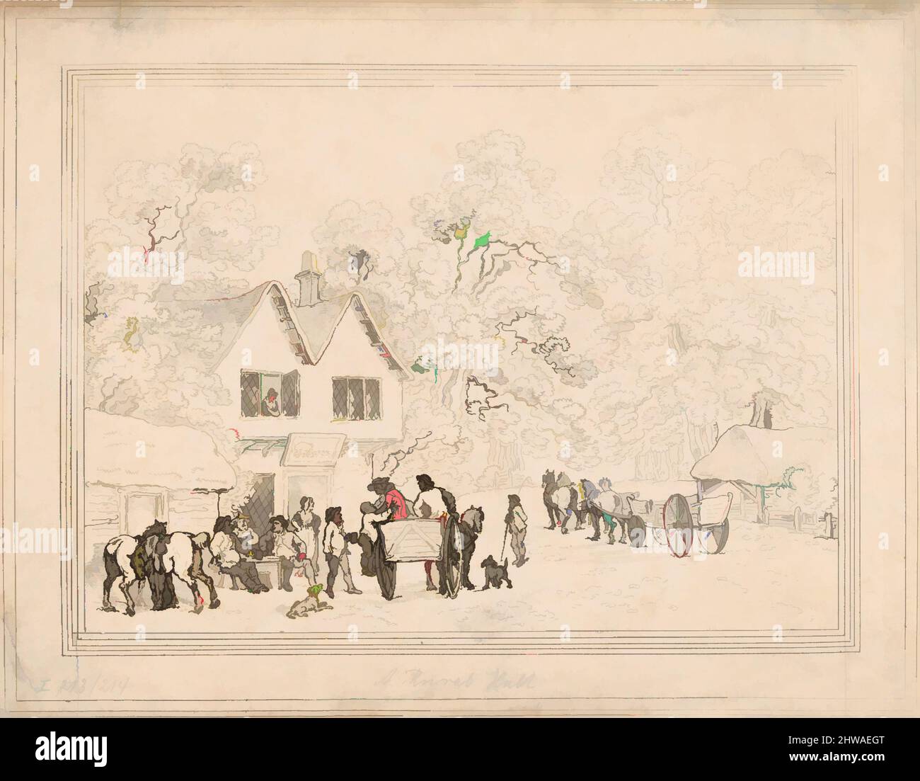Art Inspired by A Rural Halt, Thomas Rowlandson, British, London 1757–1827 London), 1787, Opere classiche modernizzate da Artotop con un tocco di modernità. Forme, colore e valore, impatto visivo accattivante sulle emozioni artistiche attraverso la libertà delle opere d'arte in modo contemporaneo. Un messaggio senza tempo che persegue una nuova direzione selvaggiamente creativa. Artisti che si rivolgono al supporto digitale e creano l'NFT Artotop Foto Stock