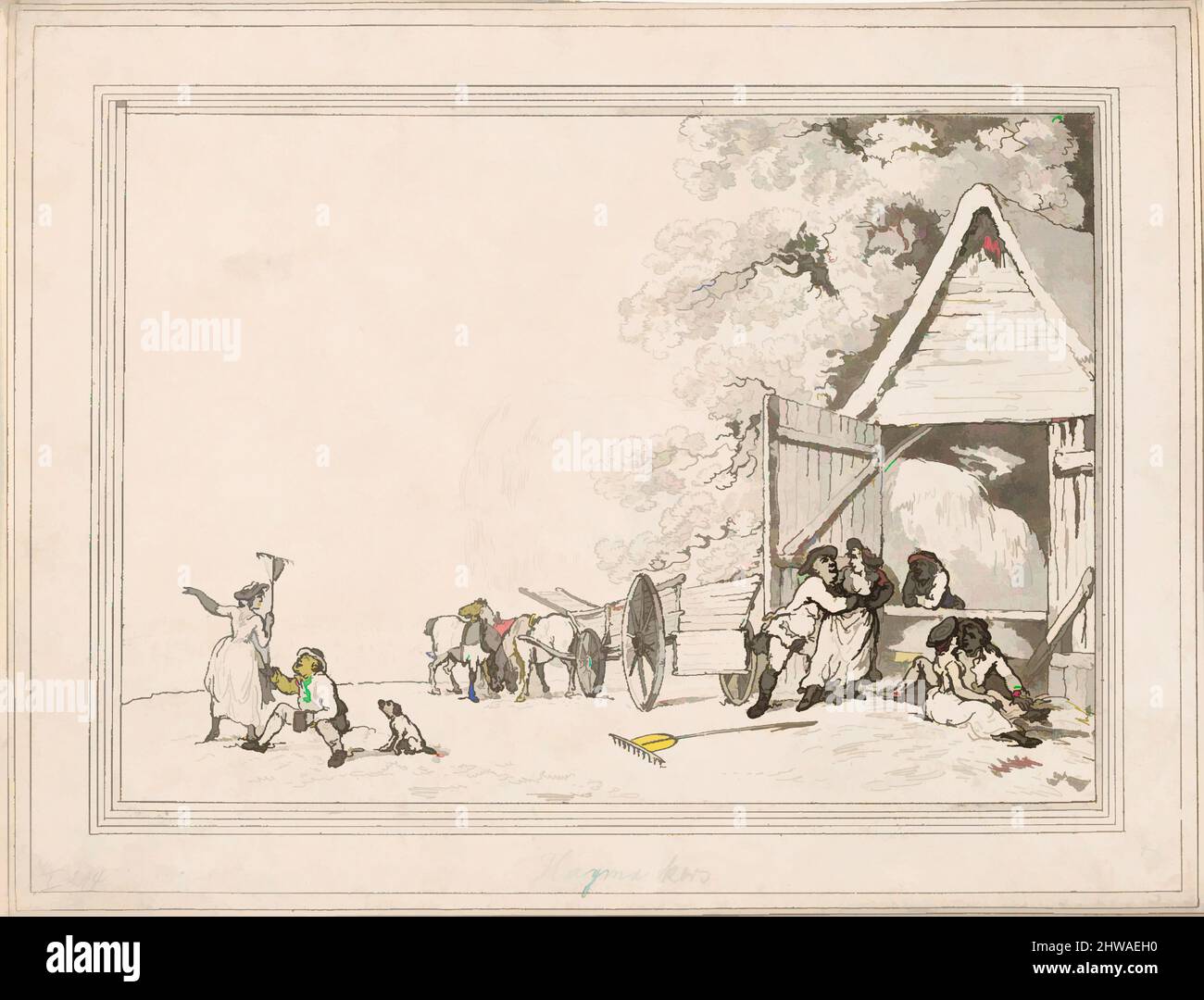 Art Inspired by the Haymakers, Thomas Rowlandson, British, London 1757–1827 London), 1787, Opere classiche modernizzate da Artotop con un tocco di modernità. Forme, colore e valore, impatto visivo accattivante sulle emozioni artistiche attraverso la libertà delle opere d'arte in modo contemporaneo. Un messaggio senza tempo che persegue una nuova direzione selvaggiamente creativa. Artisti che si rivolgono al supporto digitale e creano l'NFT Artotop Foto Stock
