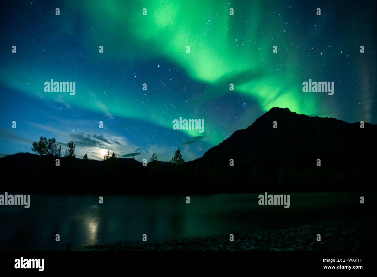 Aurora Borealis, aurora boreale, cielo notturno. Alaska Foto Stock