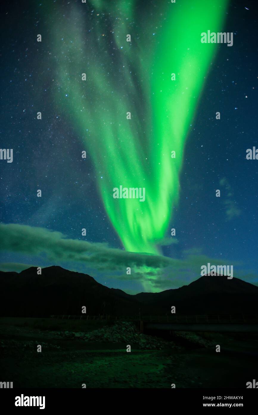 Aurora Borealis, aurora boreale, cielo notturno. Alaska Foto Stock
