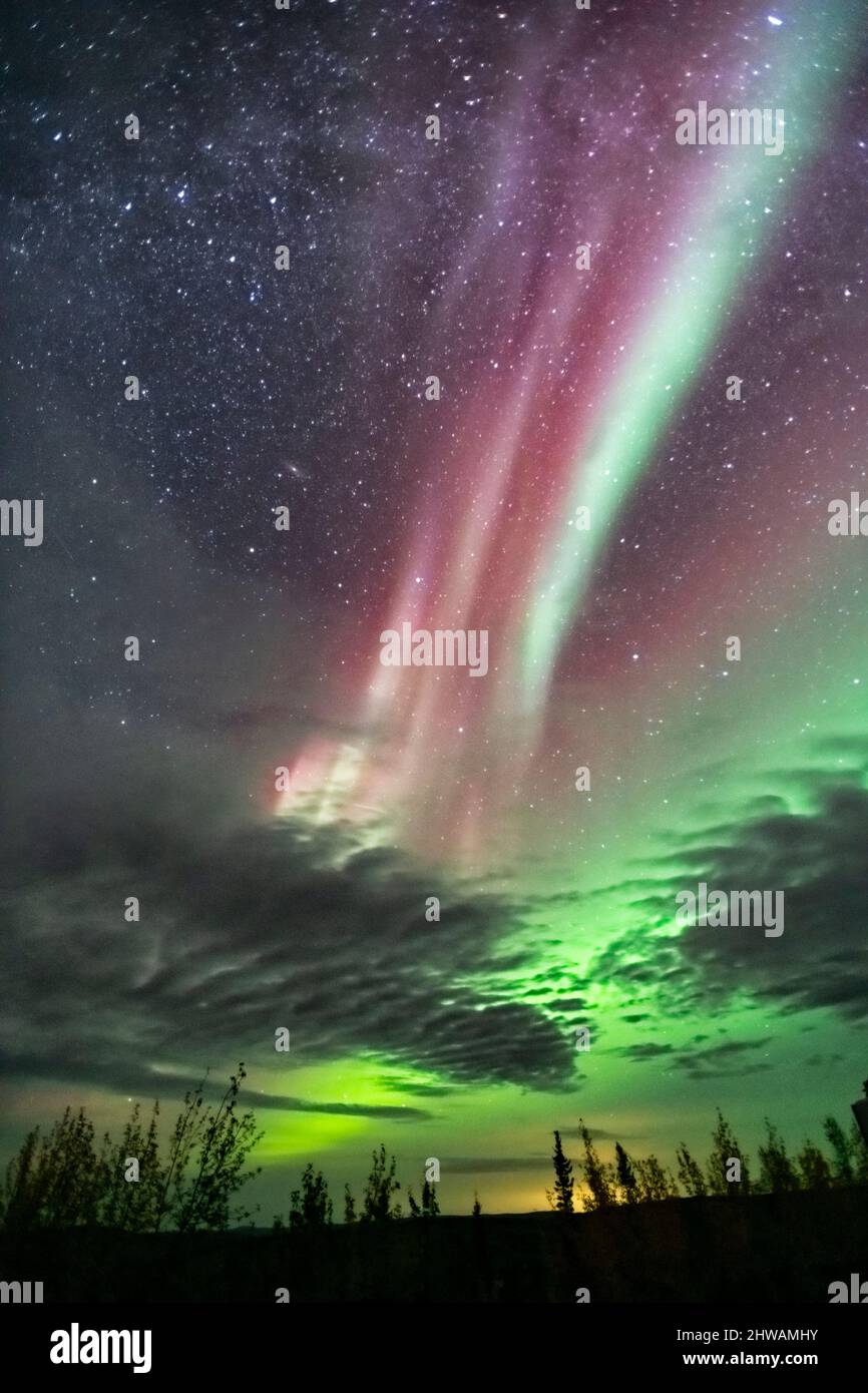 Aurora Borealis, aurora boreale, cielo notturno. Alaska Foto Stock