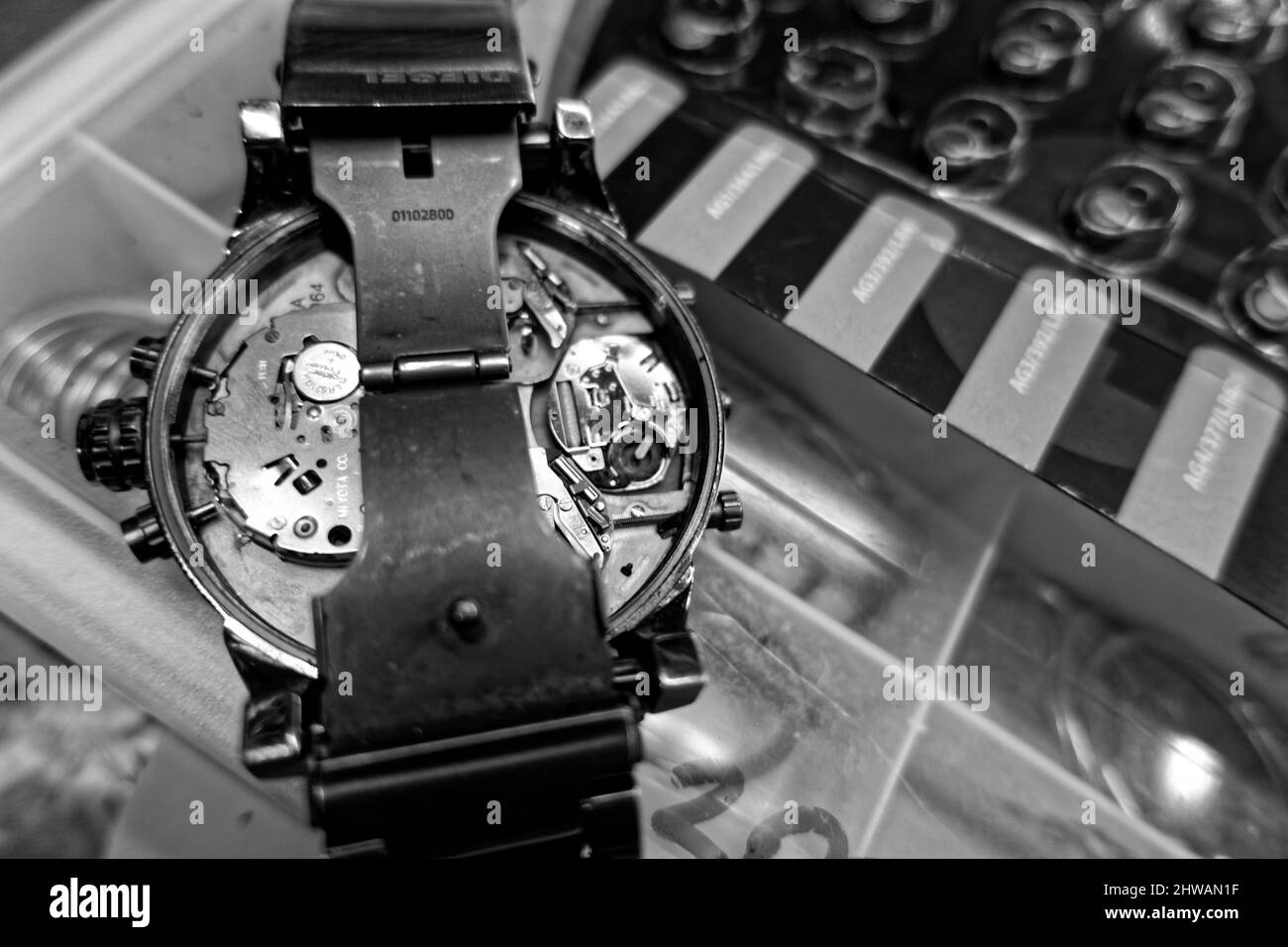 Breitling Super Chronomat 44 Calendario quadriennale Baterie Wechsel. Foto Stock