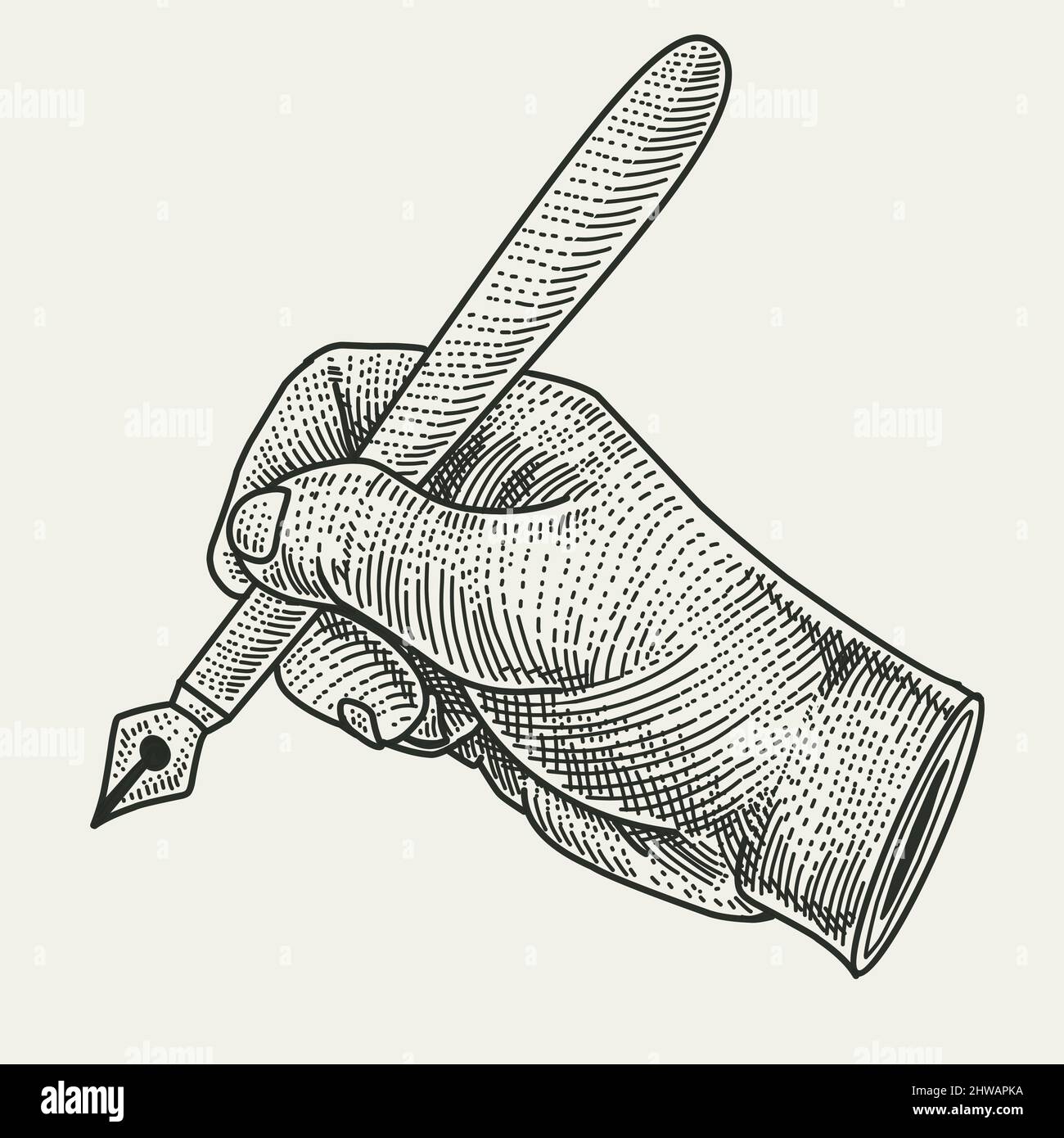 illustrazione della scrittura vettoriale a mano con stile di incisione Illustrazione Vettoriale