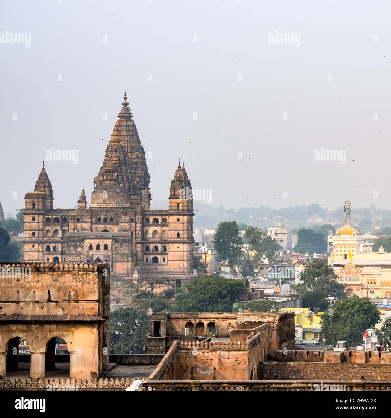 Jahangir Mahal (Forte di Orchha) in Orchha, Madhya Pradesh, India, Jahangir Mahal o Palazzo di Orchha è cittadella e guarnigione situato in Orchha. Madhya Prade Foto Stock