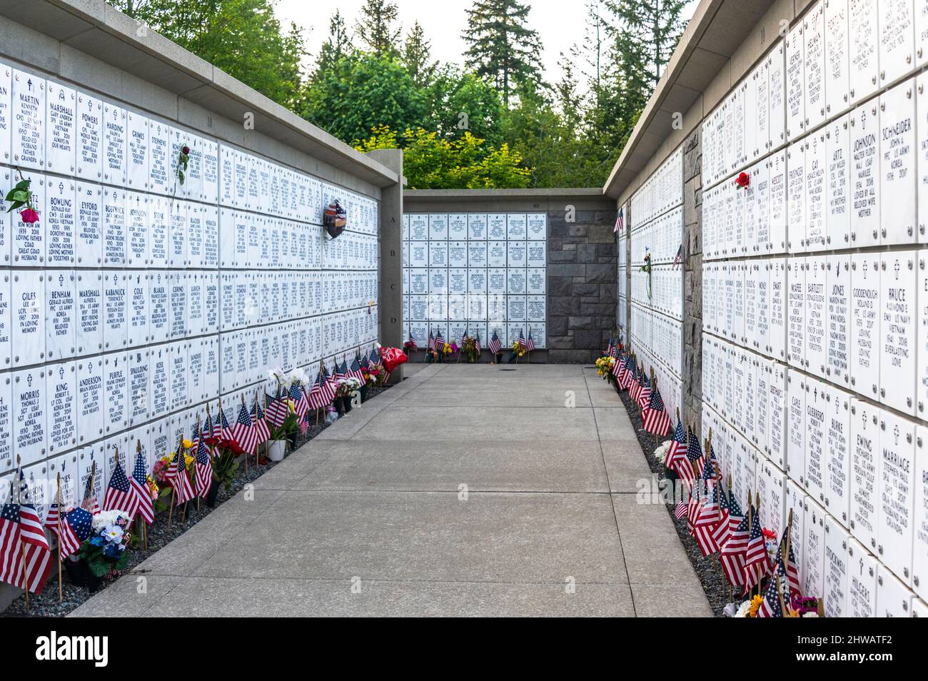 Memorial Wall al cimitero nazionale di Tahoma Foto Stock