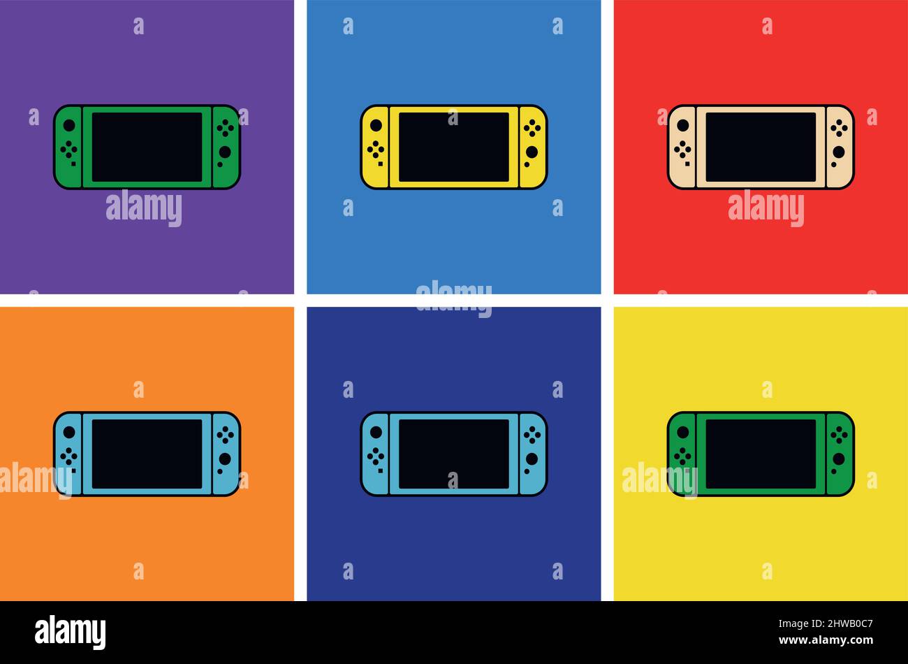 Icona del modello di design del controller di gioco. Interruttore Nintendo. Gamepad. Illustrazione Vettoriale