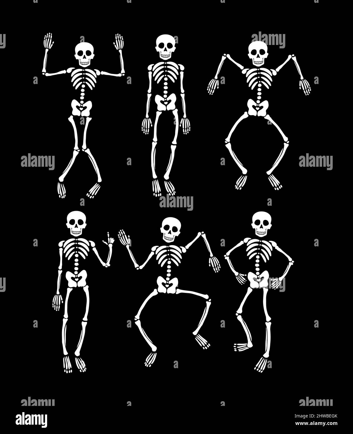 Set di divertenti scheletri danzanti. Illustrazione vettoriale Illustrazione Vettoriale