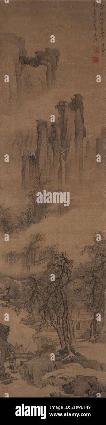 Paesaggio con cascata. Artista: Zhang Sheng, cinese, attivo ca. 1670–90 Foto Stock