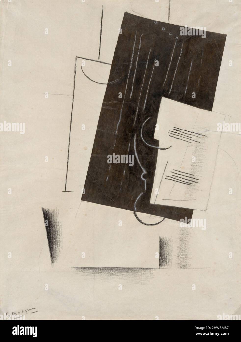 Collage in bianco e nero. Artista: Georges Braque, francese, 1882–1963 Foto Stock