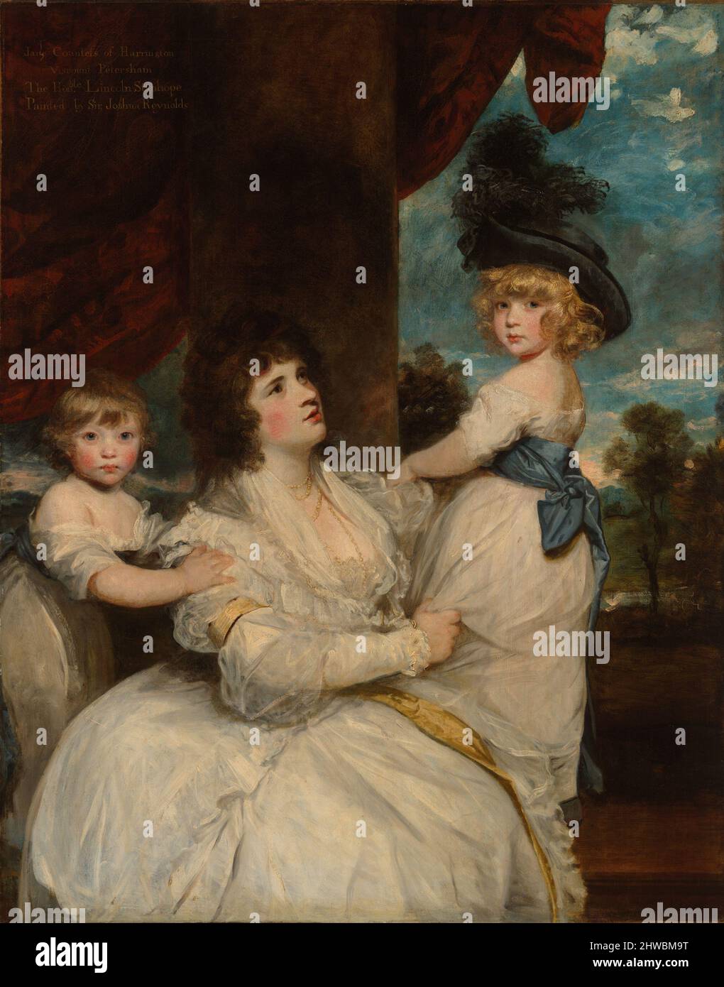 Ritratto di Jane, contessa di Harrington, con i suoi figli, il Visconte Petersham e l'onorevole Lincoln Stanhope. Artista: Sir Joshua Reynolds, britannico, 1723–1792 Foto Stock