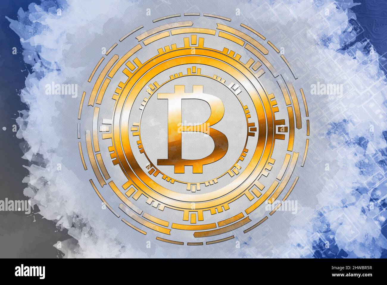 Bitcoin Internet concetto di tecnologia online Illustrazione Art. Foto Stock