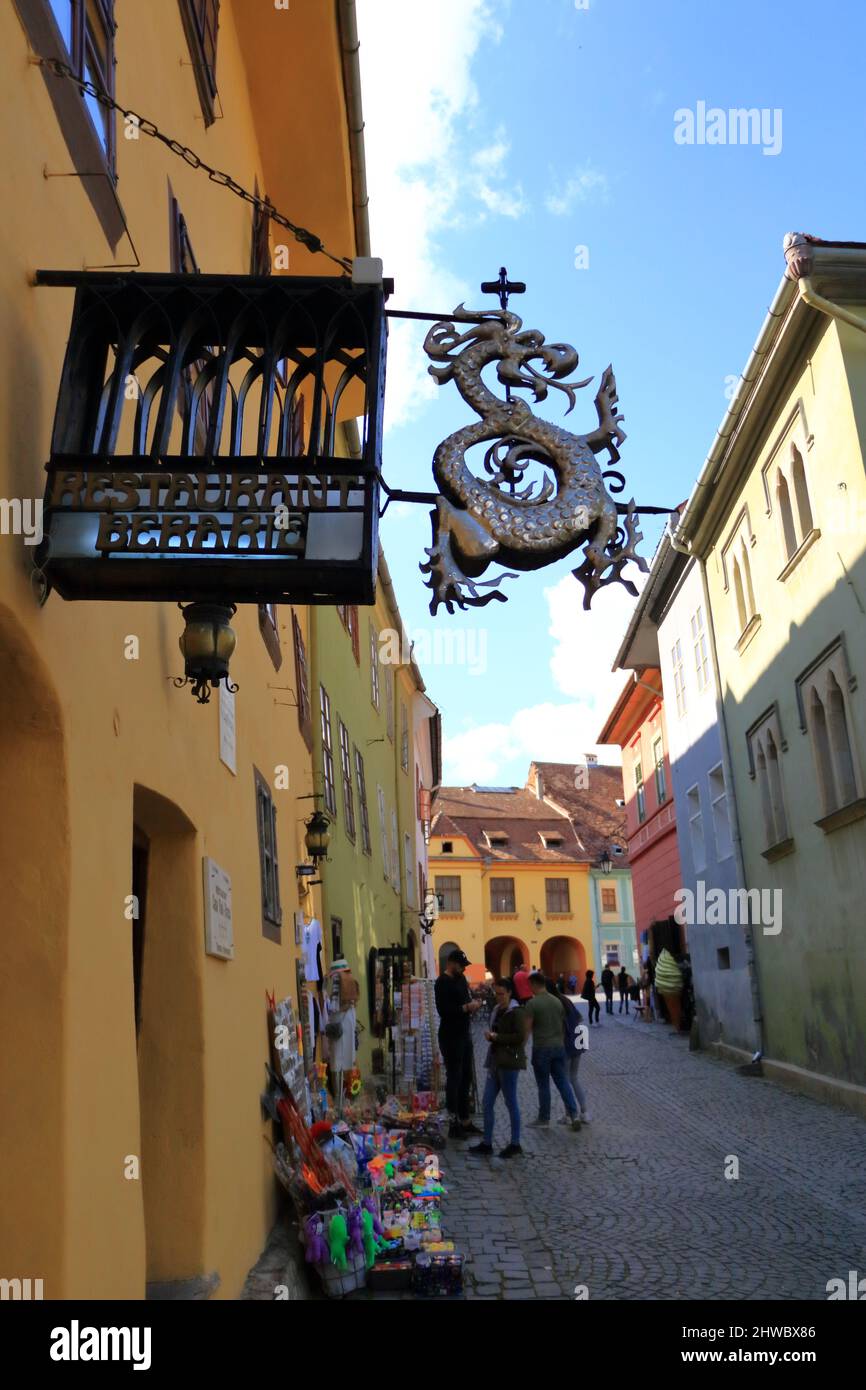 6 2021 settembre - Sighisoara, Schäßburg, Romania: La Casa di Vlad Dracul in Transilvania Foto Stock